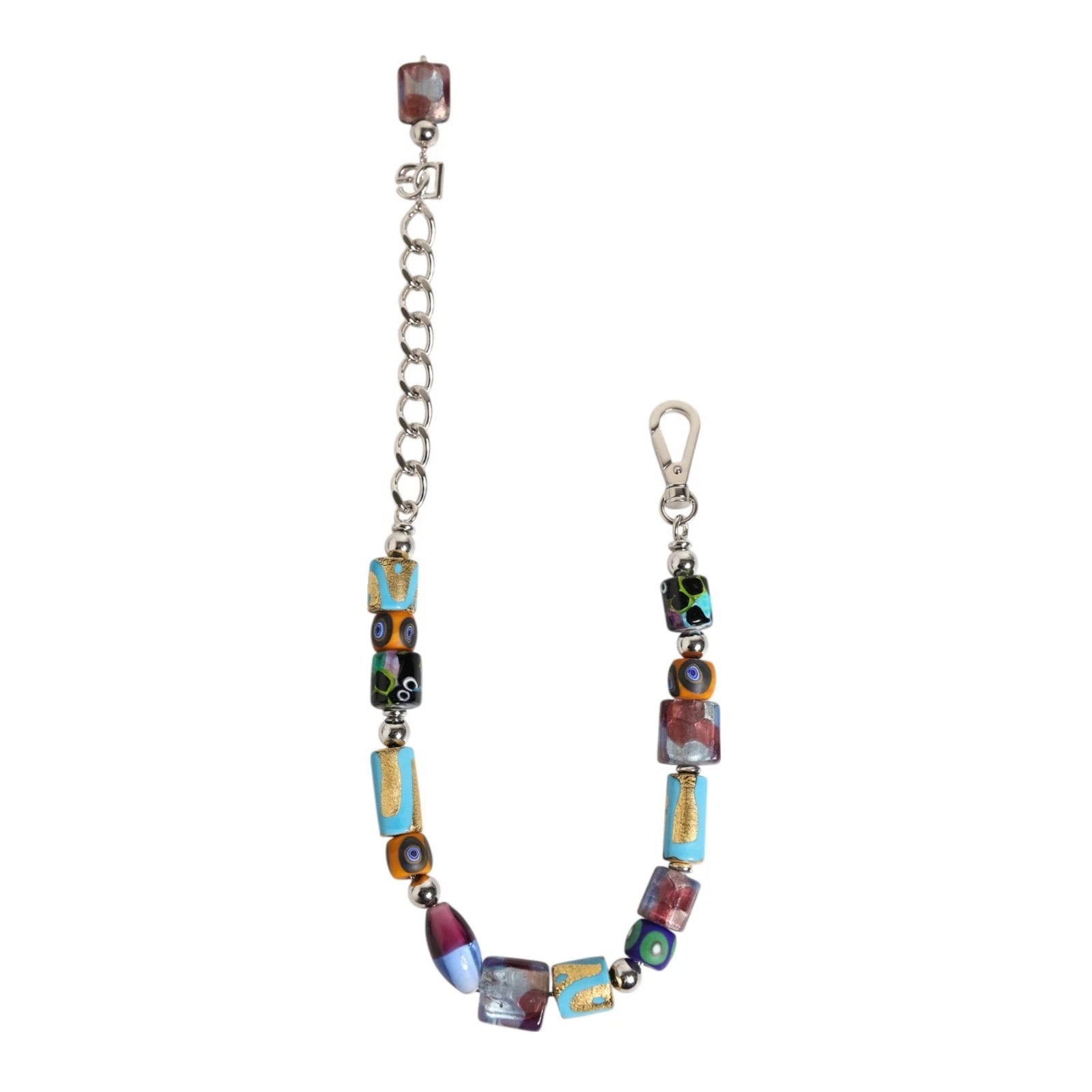 Multicolor Murano Glass Beads Brass Zamak Necklace - ventzia