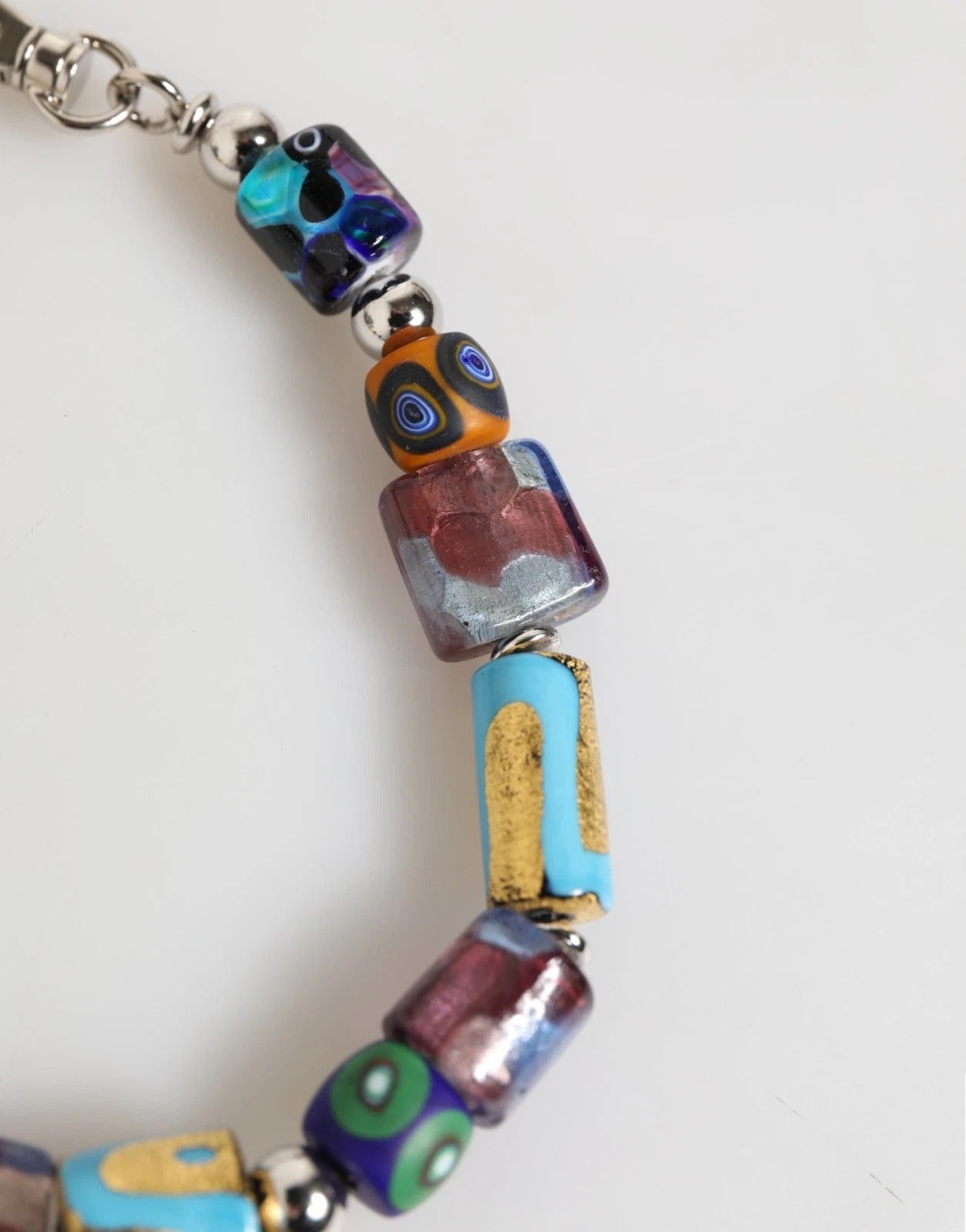 Multicolor Murano Glass Beads Brass Zamak Necklace - ventzia