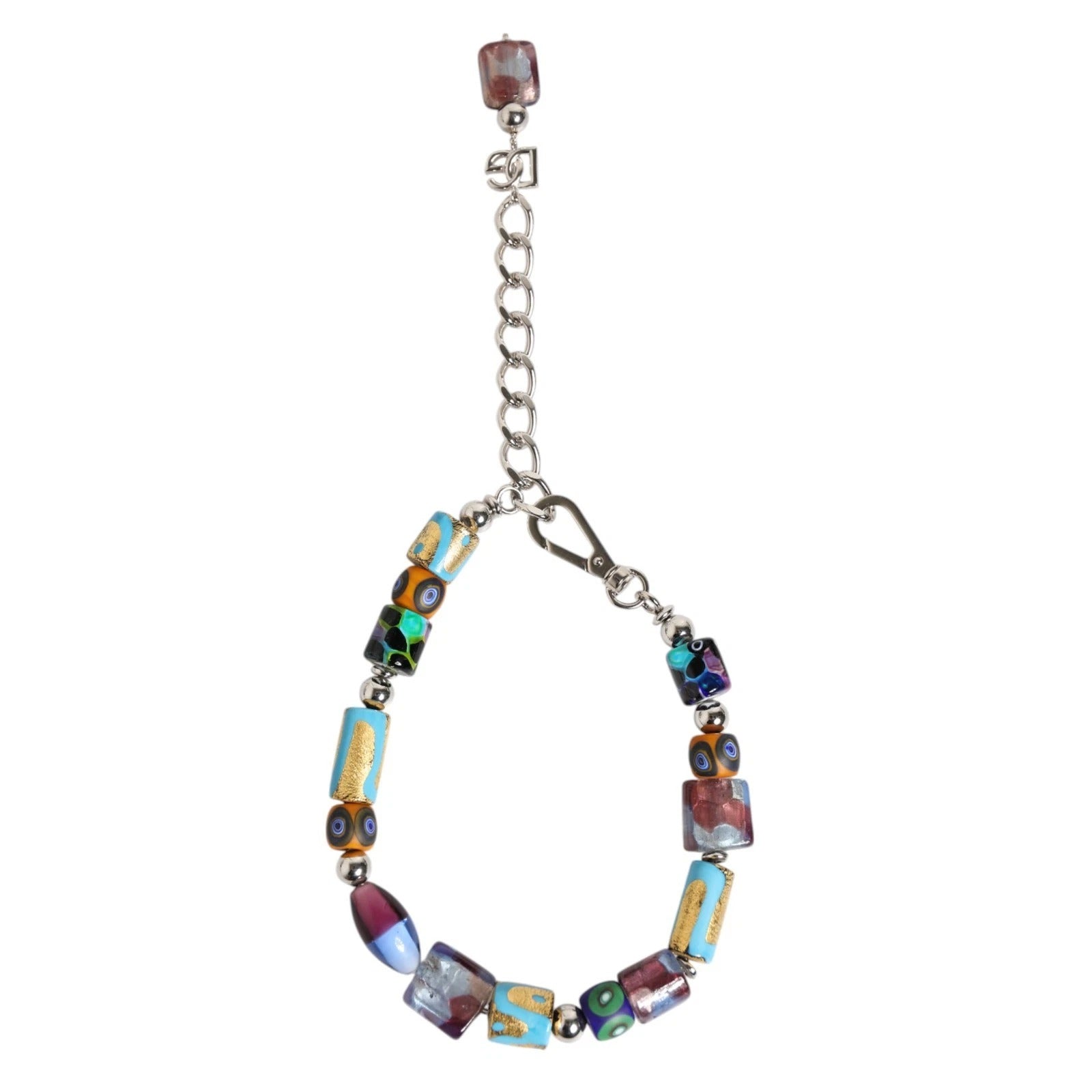 Multicolor Murano Glass Beads Brass Zamak Necklace - ventzia