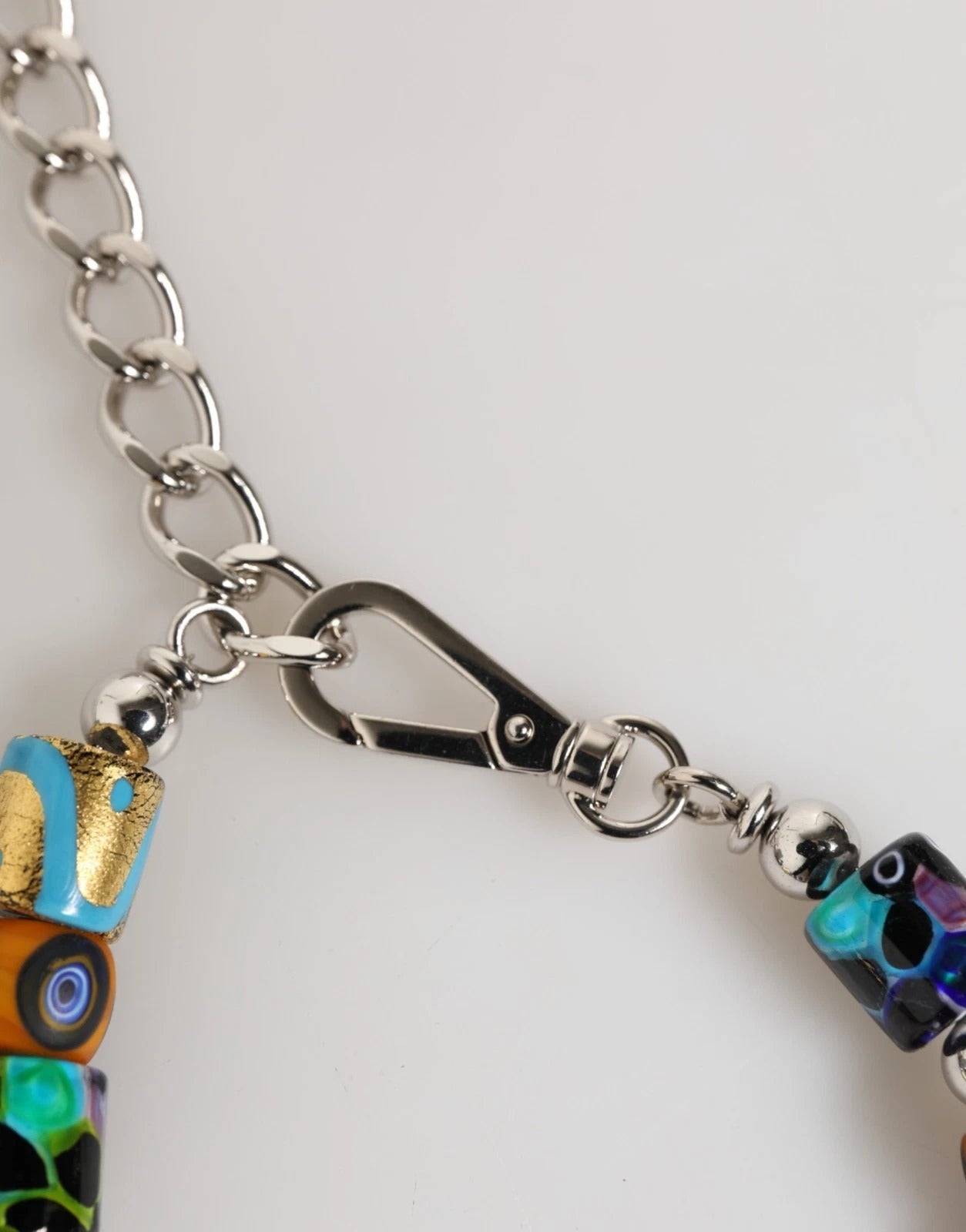 Multicolor Murano Glass Beads Brass Zamak Necklace - ventzia