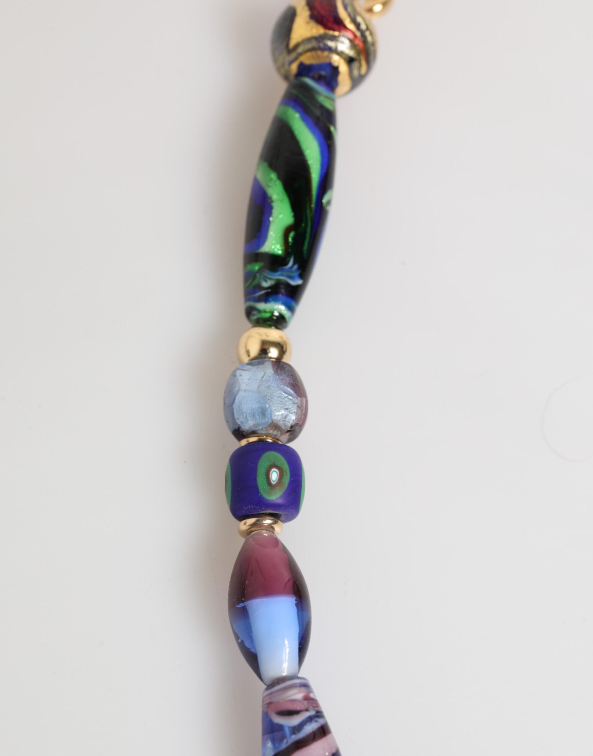 Multicolor Murano Glass Beads Gold Brass Chain Jewelry Necklace - ventzia