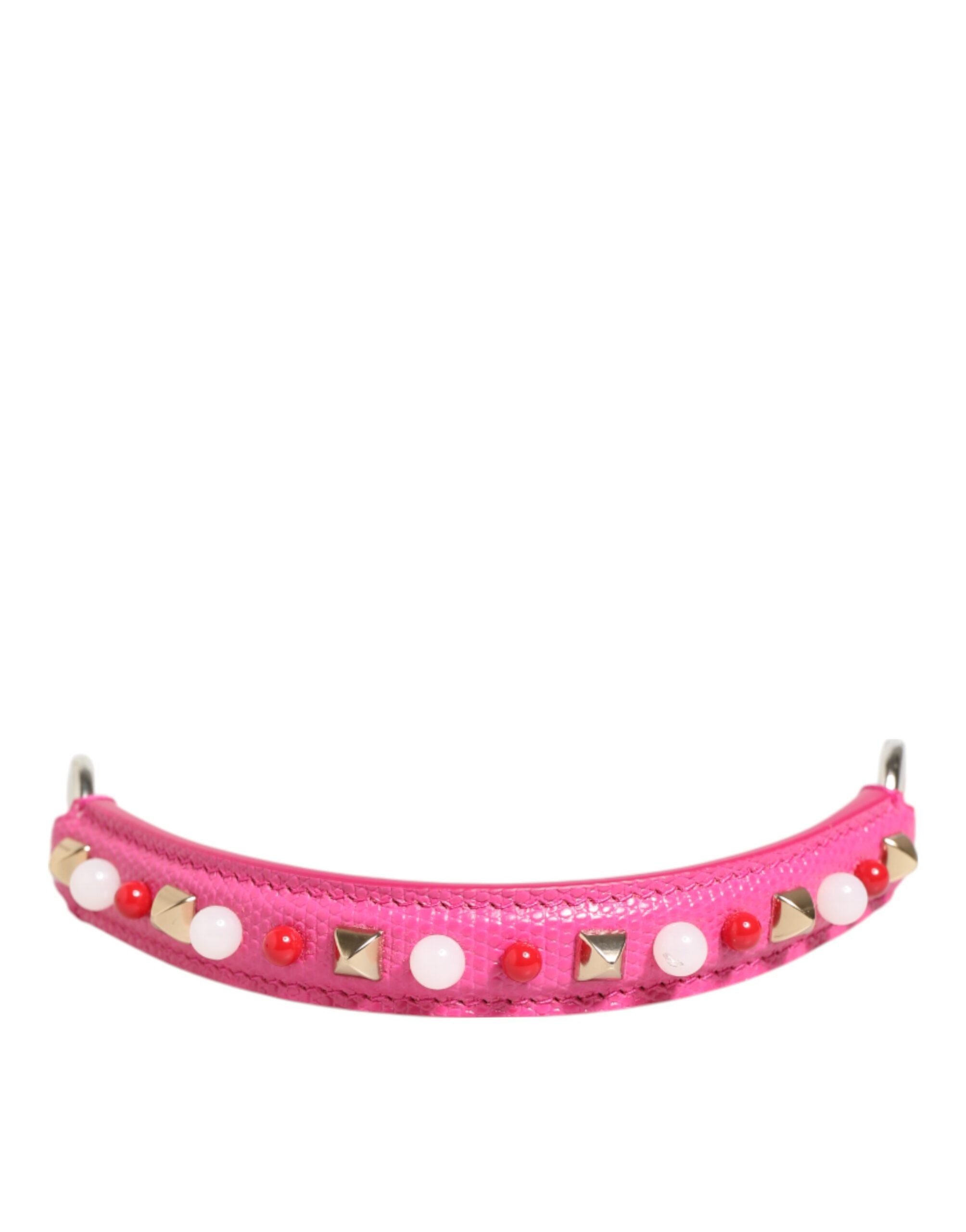 Pink Embellished Leather Bag Handle Women Shoulder Strap - ventzia