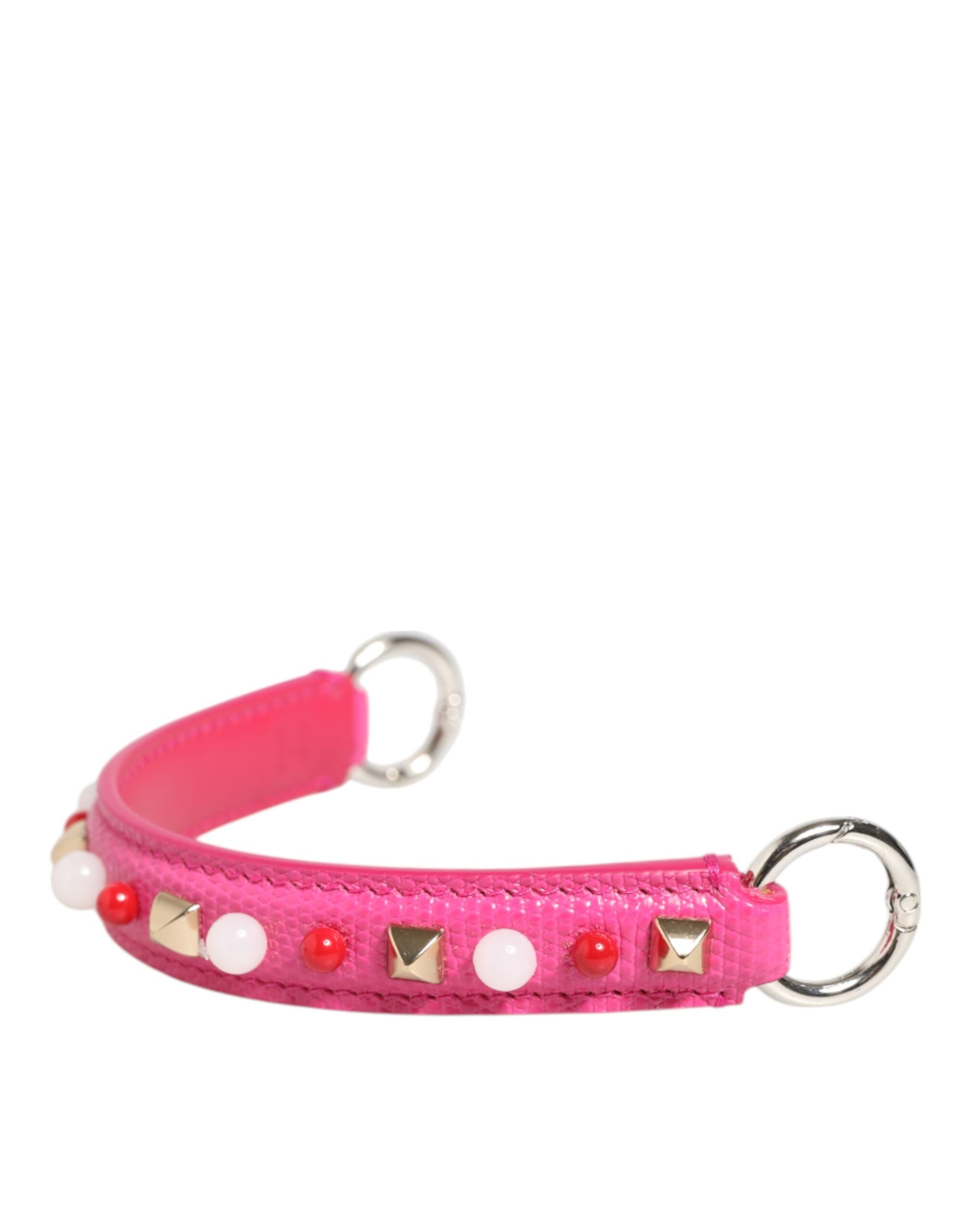 Pink Embellished Leather Bag Handle Women Shoulder Strap - ventzia
