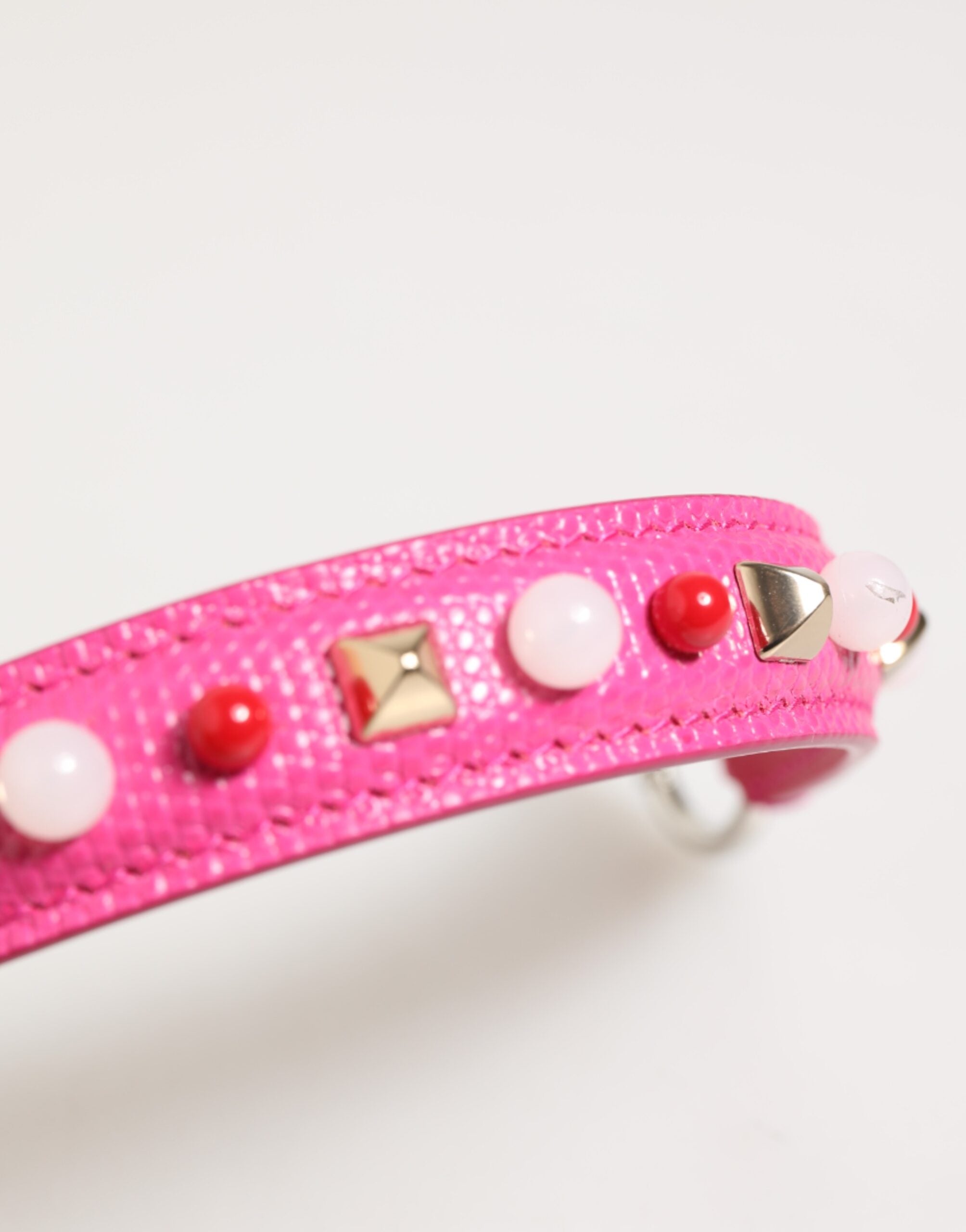 Pink Embellished Leather Bag Handle Women Shoulder Strap - ventzia