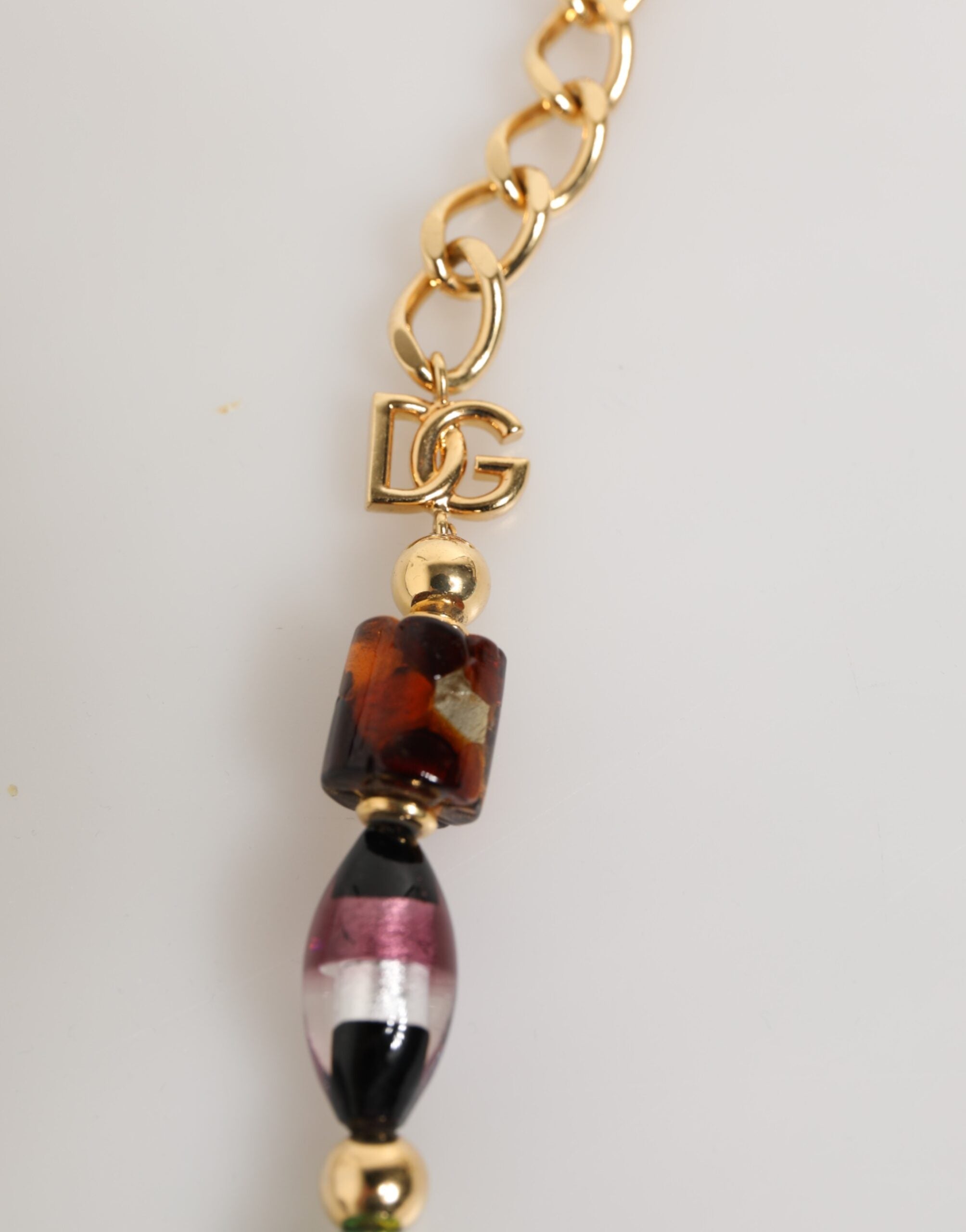 Multicolor Murano Glass Beads Gold Chain Jewelry Necklace - ventzia