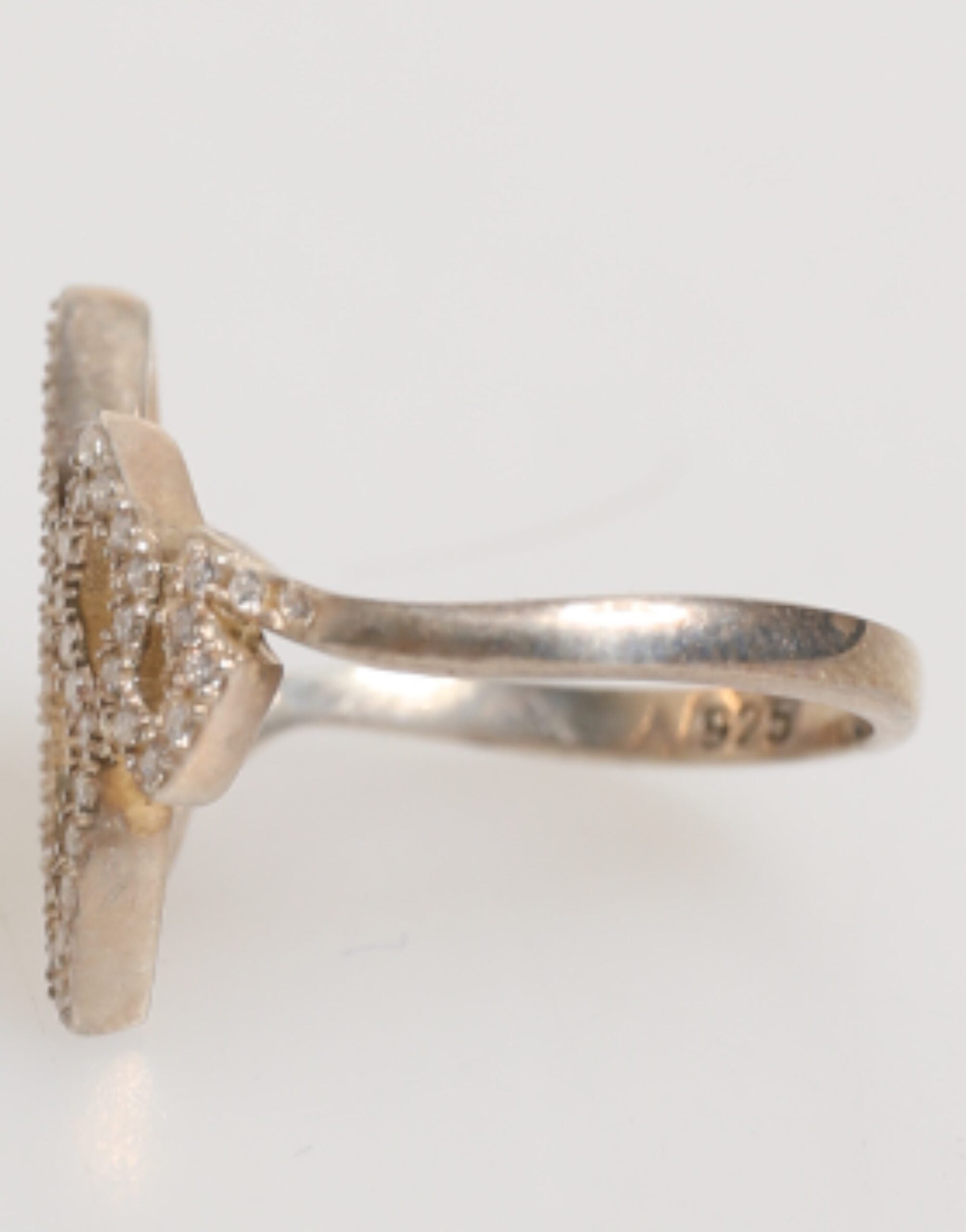 Geometric Diamond Shape Pave CZ Crystal Jewelry Ring - ventzia
