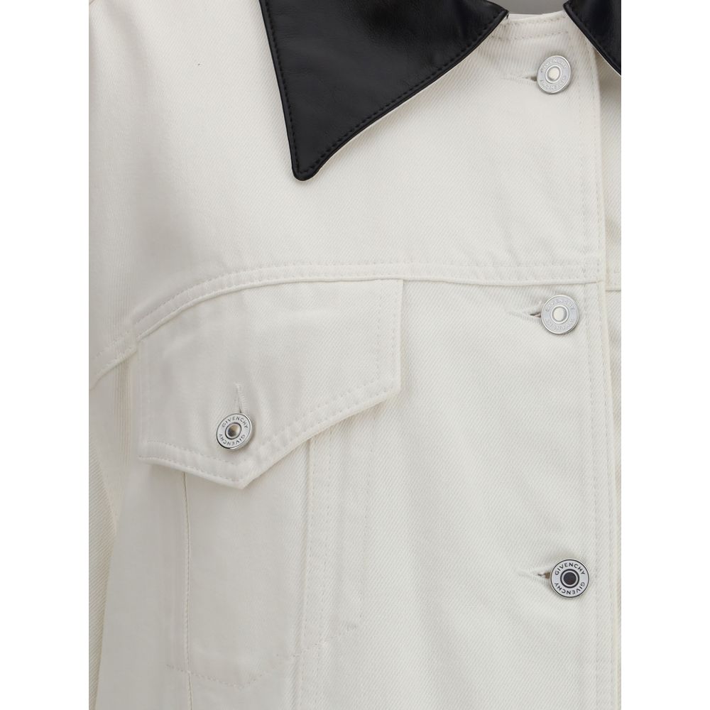 White Cotton Denim Jacket - ventzia