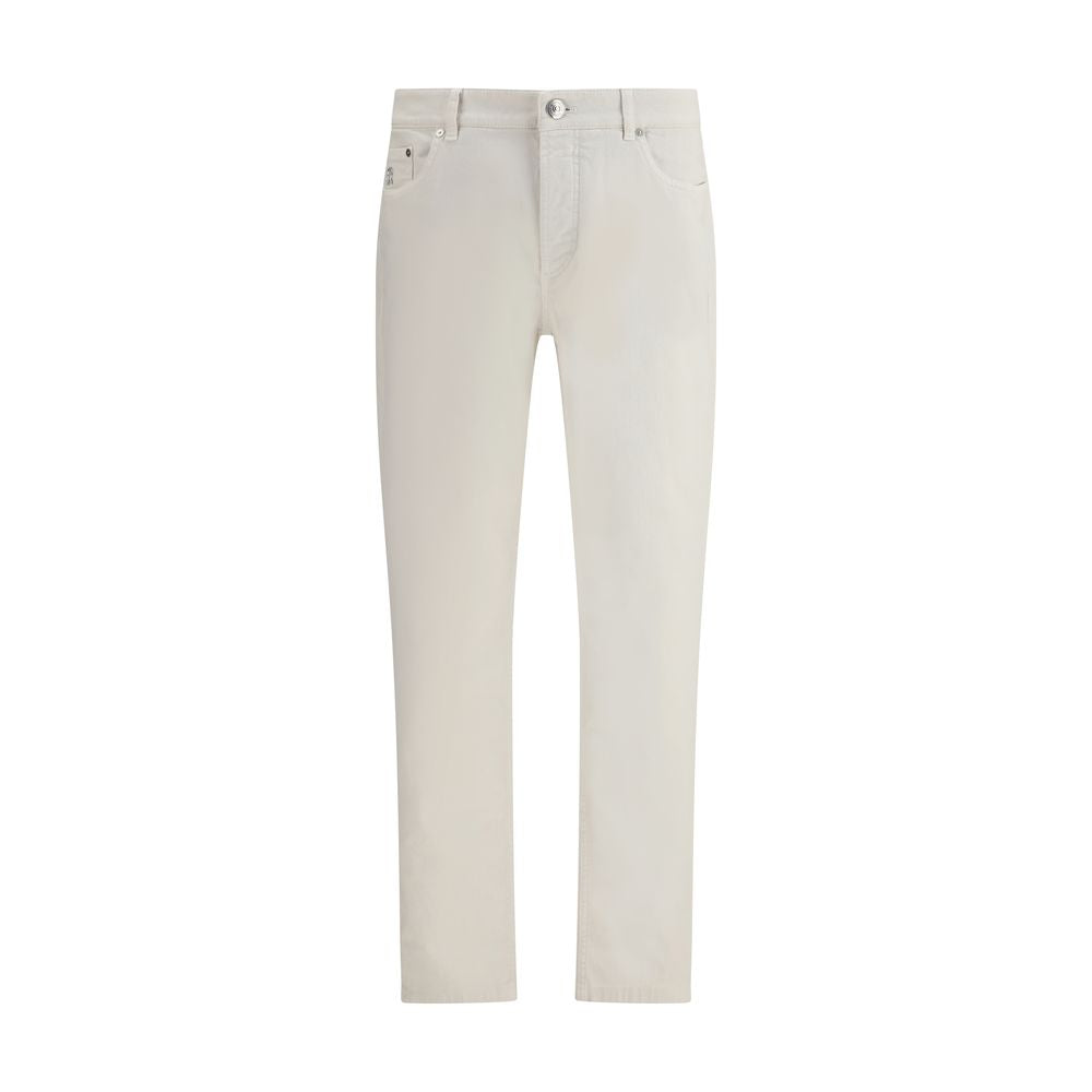 White Cotton Slim Fit Jeans