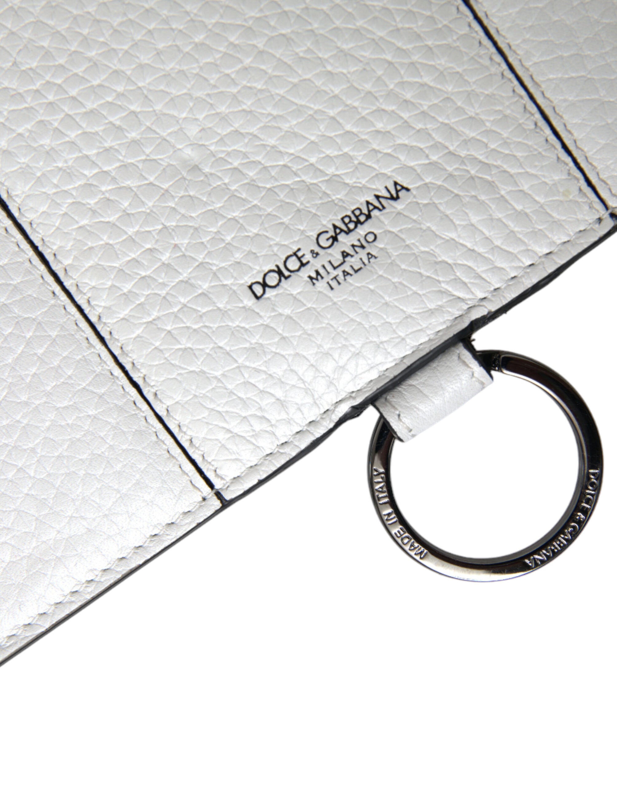 White Calfskin Leather Large Crossbody Card Holder Wallet - ventzia