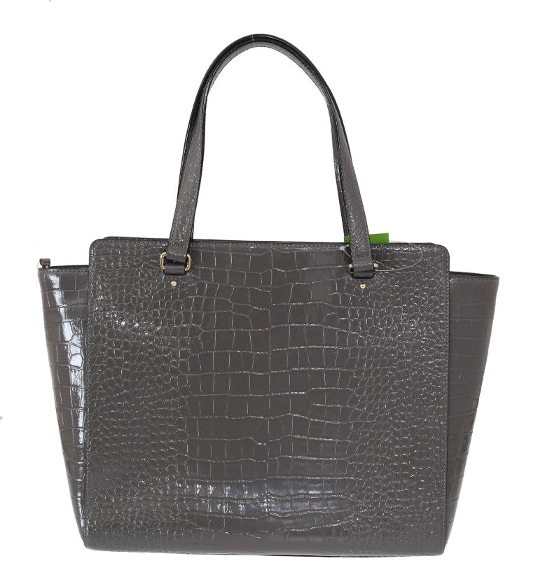 Grey Croc Embossed Leather Elissa Bristol Drive Tote Handbag Bag - ventzia