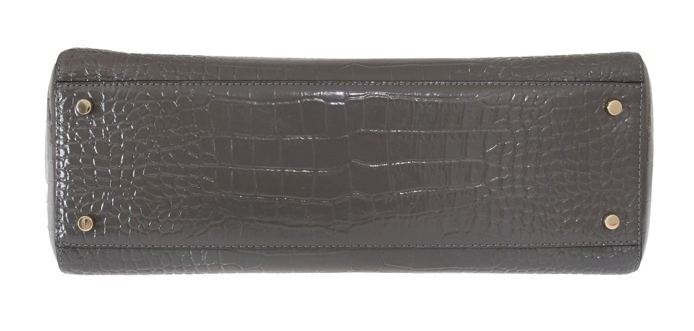 Grey Croc Embossed Leather Elissa Bristol Drive Tote Handbag Bag - ventzia