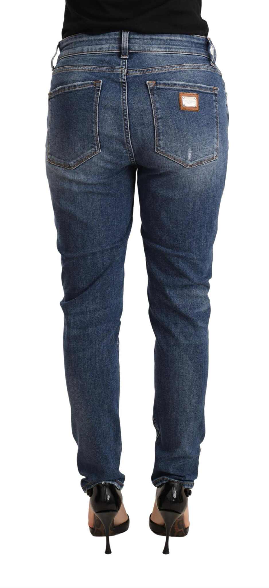 Blue Distressed Slim Fit Denim Pants Jeans - ventzia