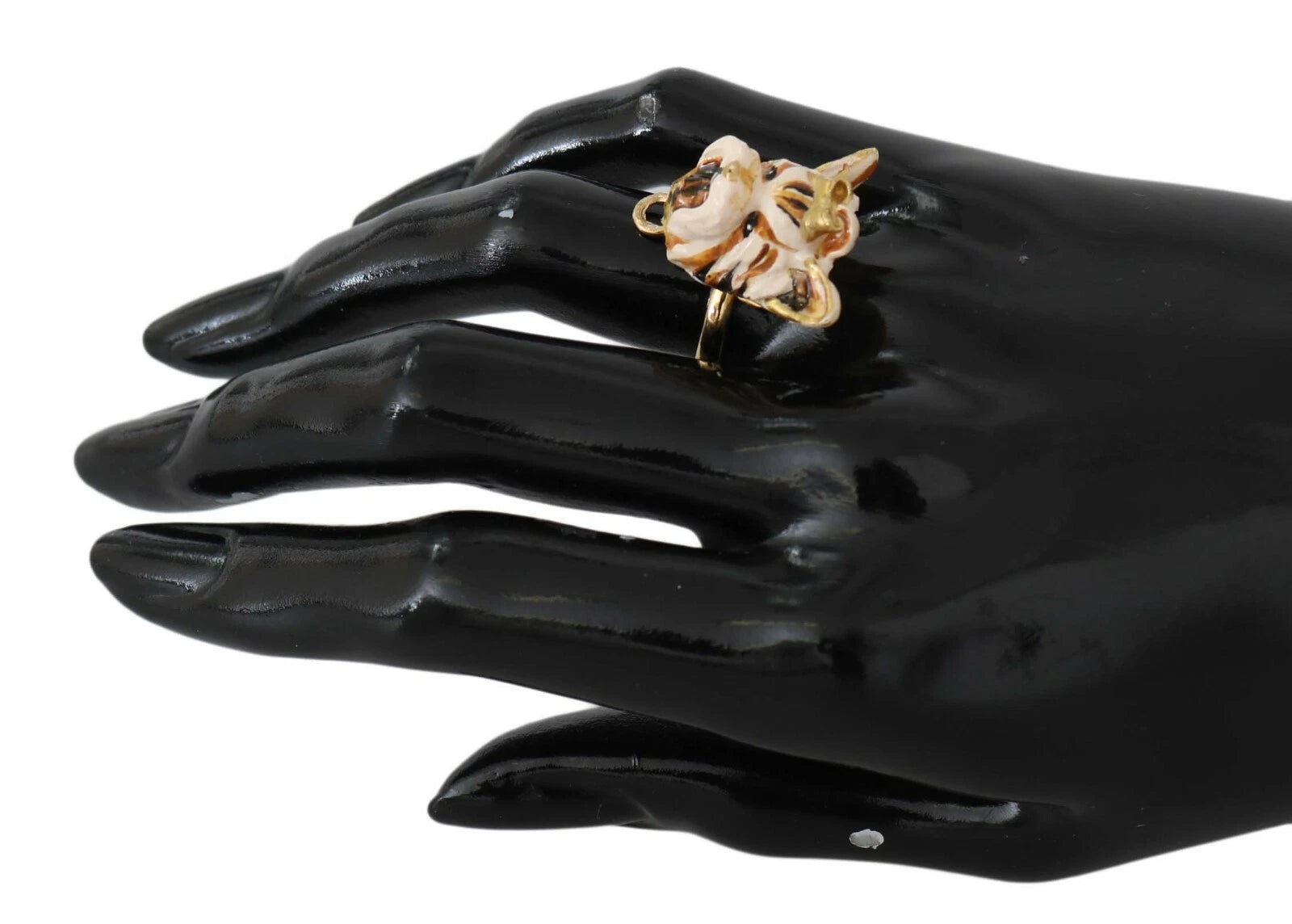 Gold Brass Resin Beige Dog Pet Accessory Ring - ventzia