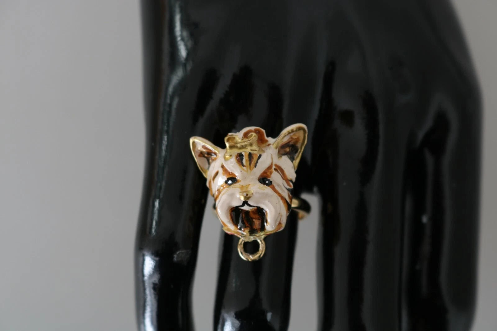 Gold Brass Resin Beige Dog Pet Accessory Ring - ventzia