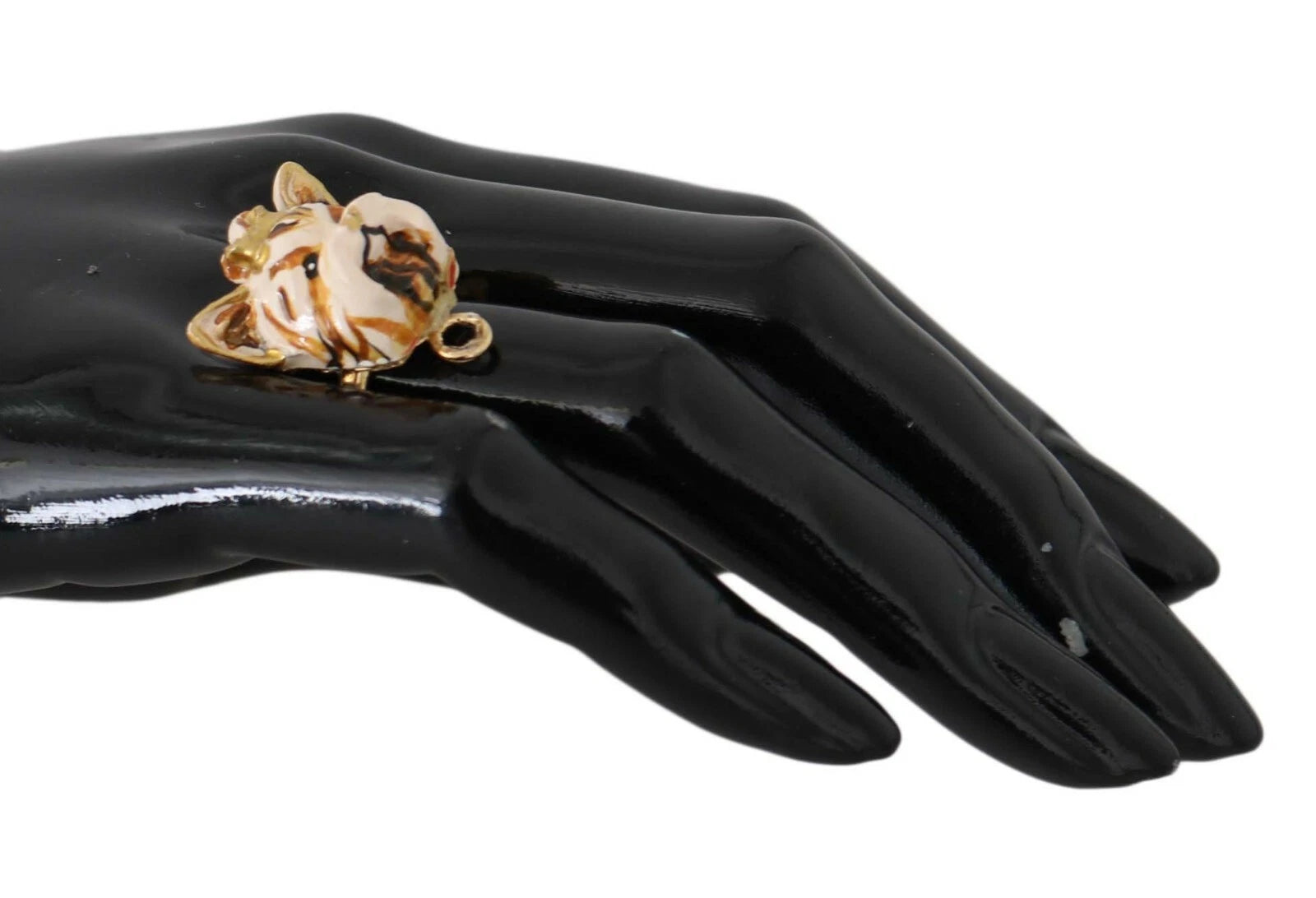 Gold Brass Resin Beige Dog Pet Accessory Ring - ventzia