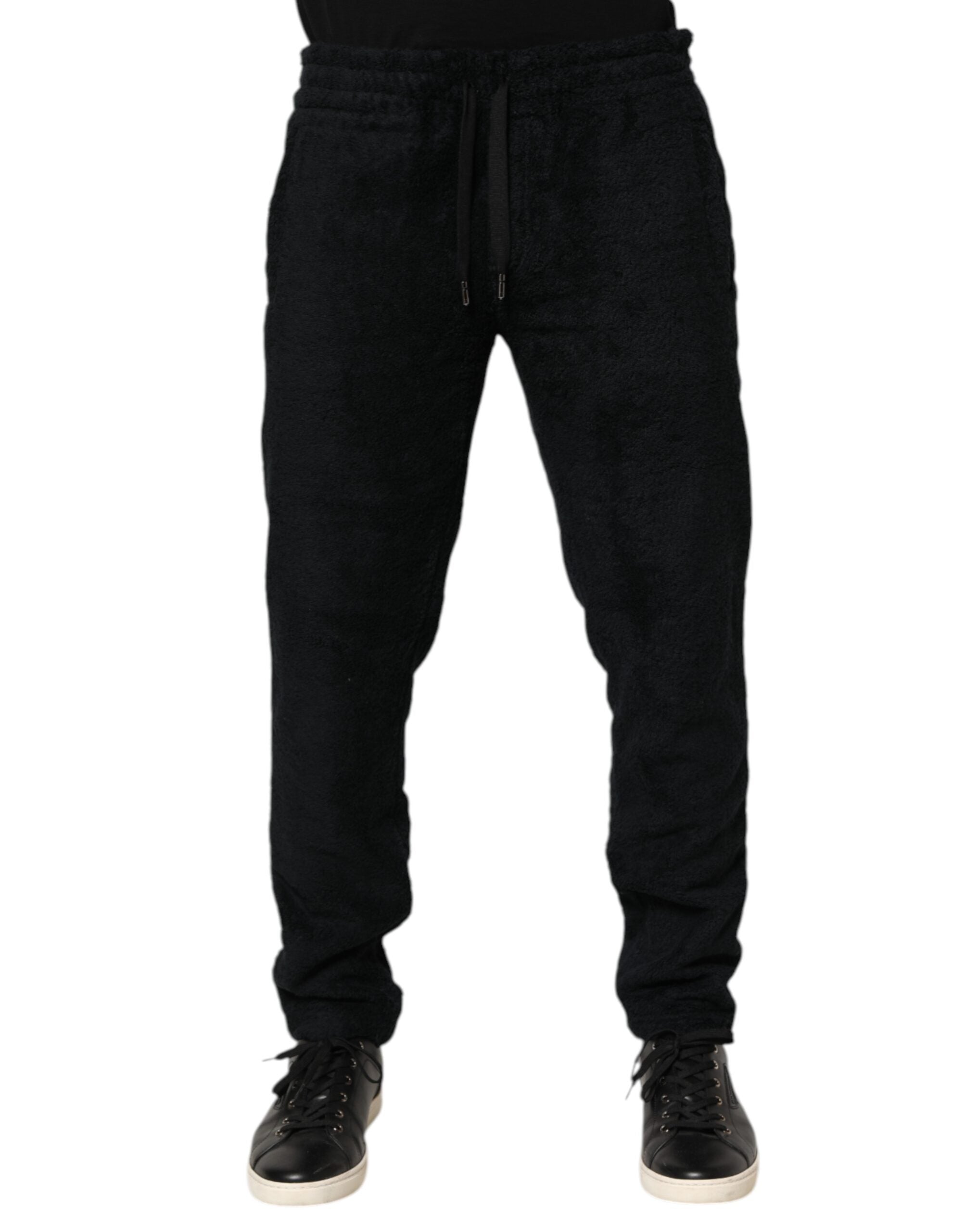Black Cotton Logo Men Jogger Sweatpants Pants - ventzia