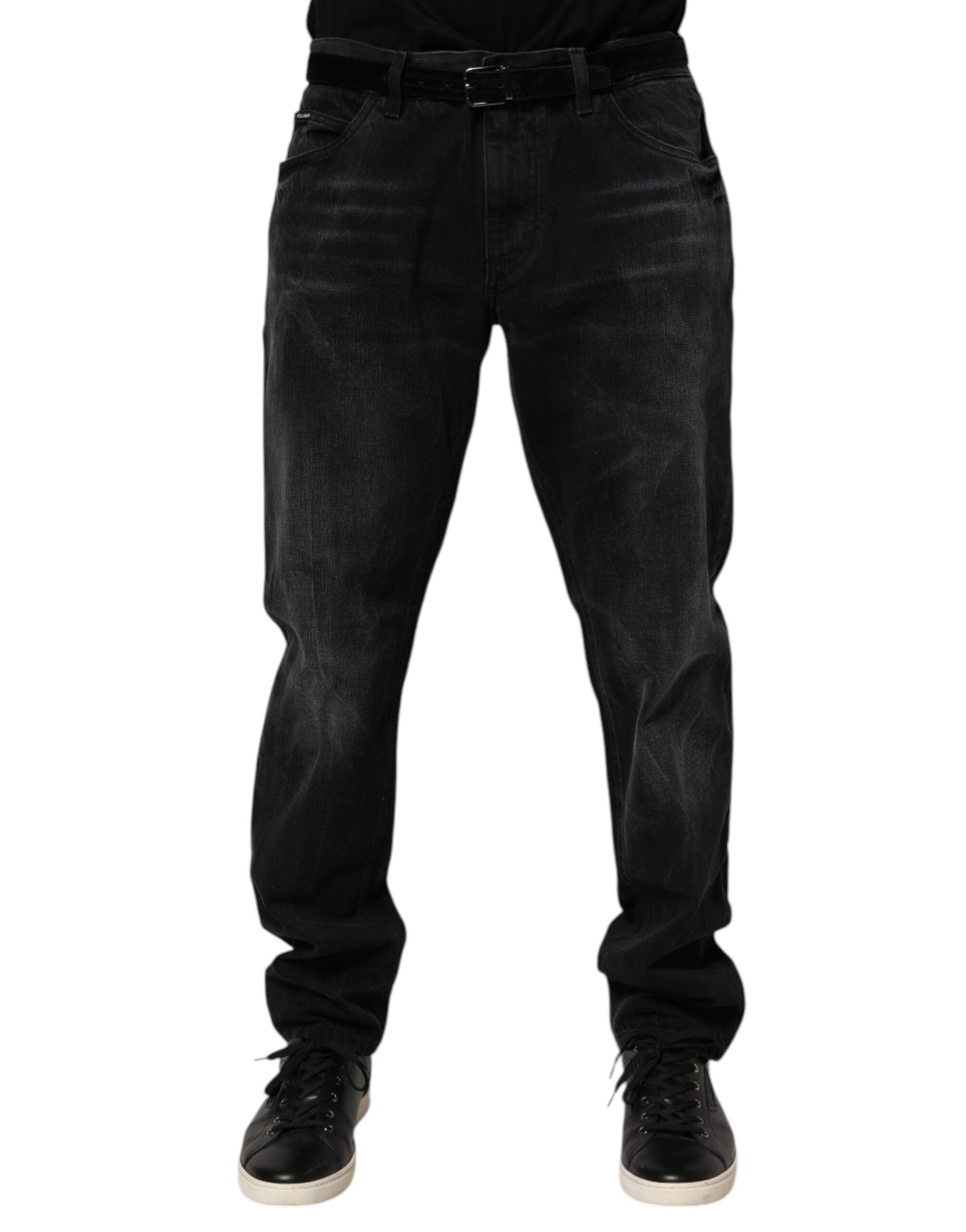 Black Washed Cotton Skinny Men Denim Jeans - ventzia