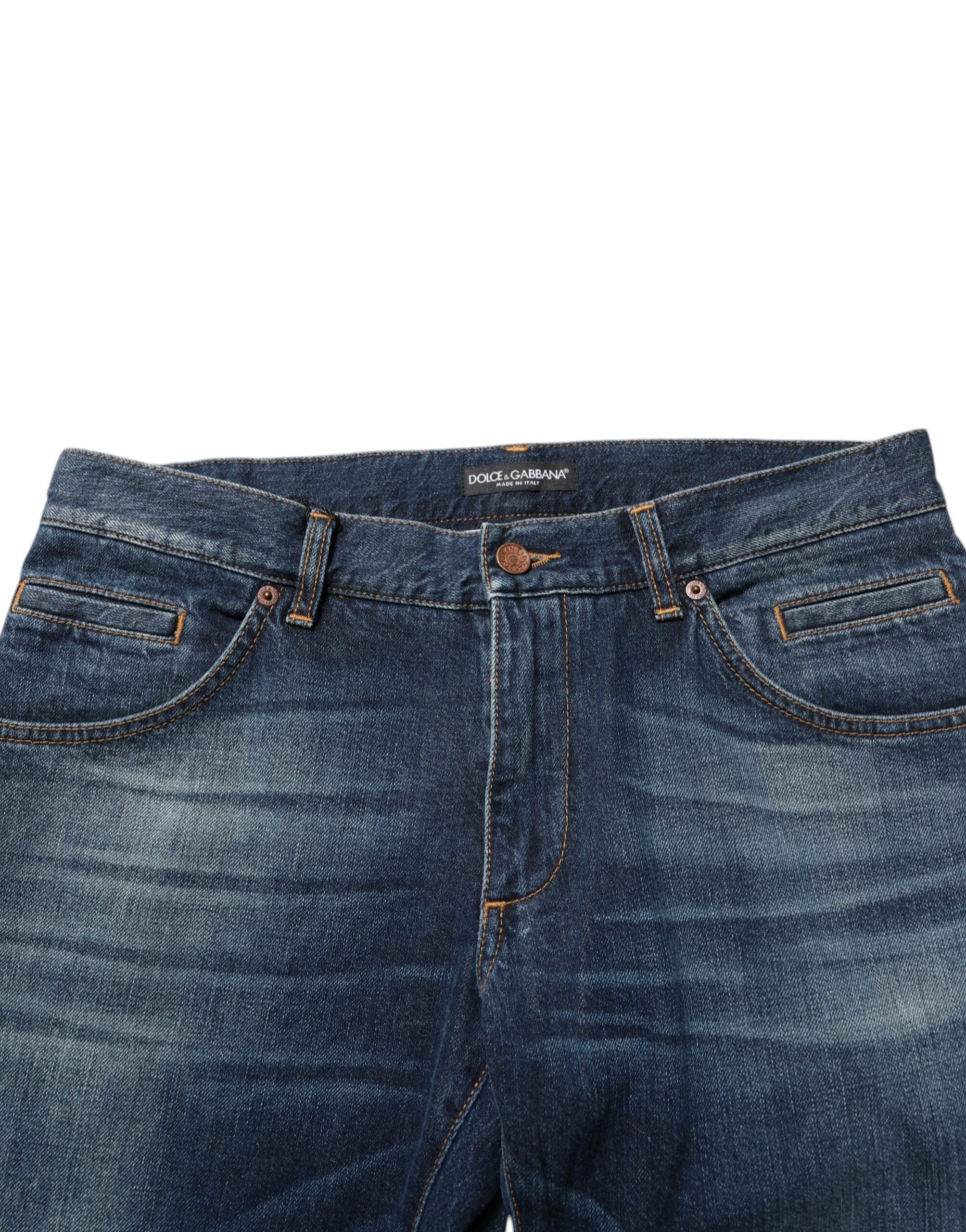 Dark Blue Washed Cotton Skinny Men Denim Jeans - ventzia