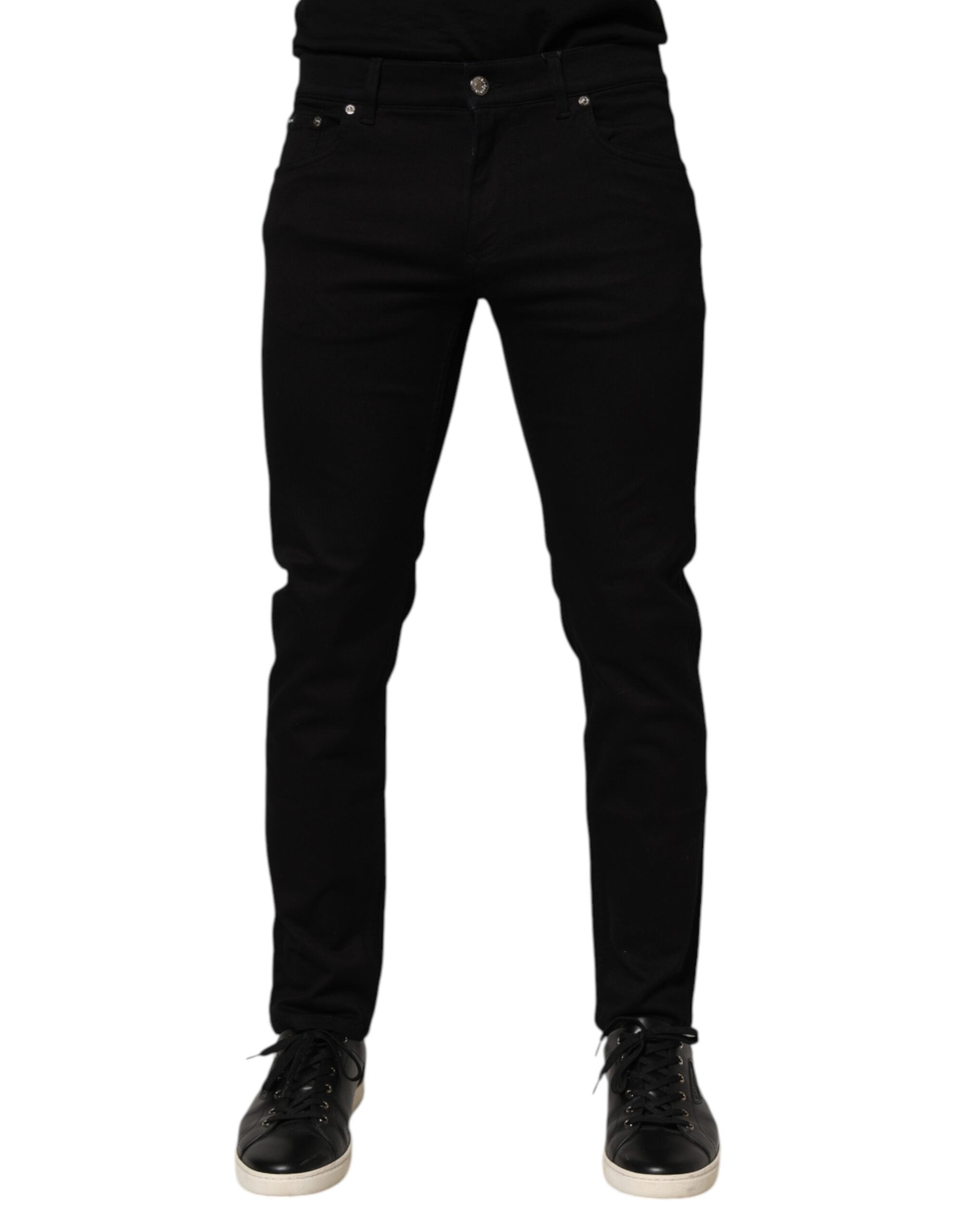 Black Cotton Blend Skinny Men Trouser Pants - ventzia