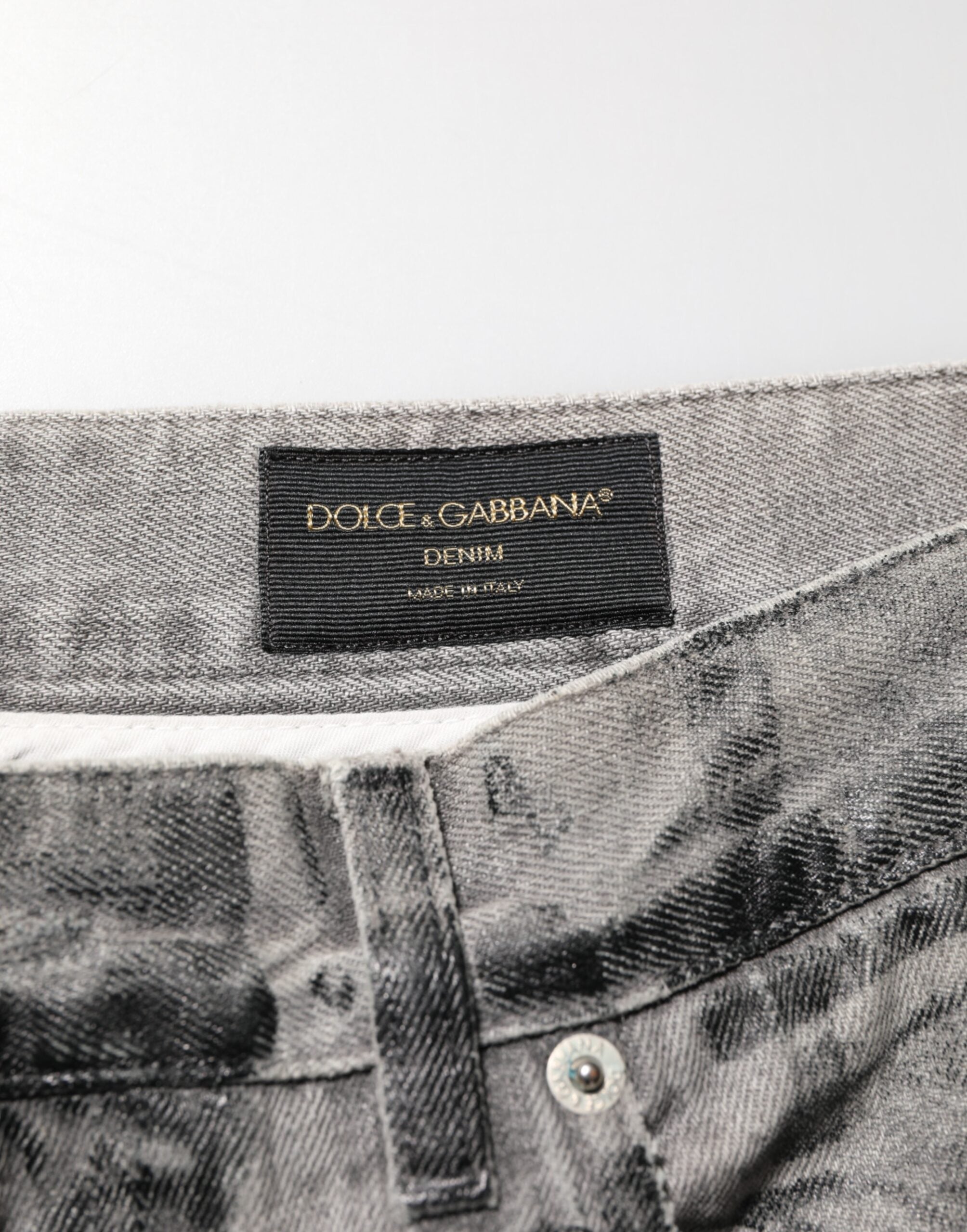 Black Grey Graphic Print Denim Pants Jeans - ventzia