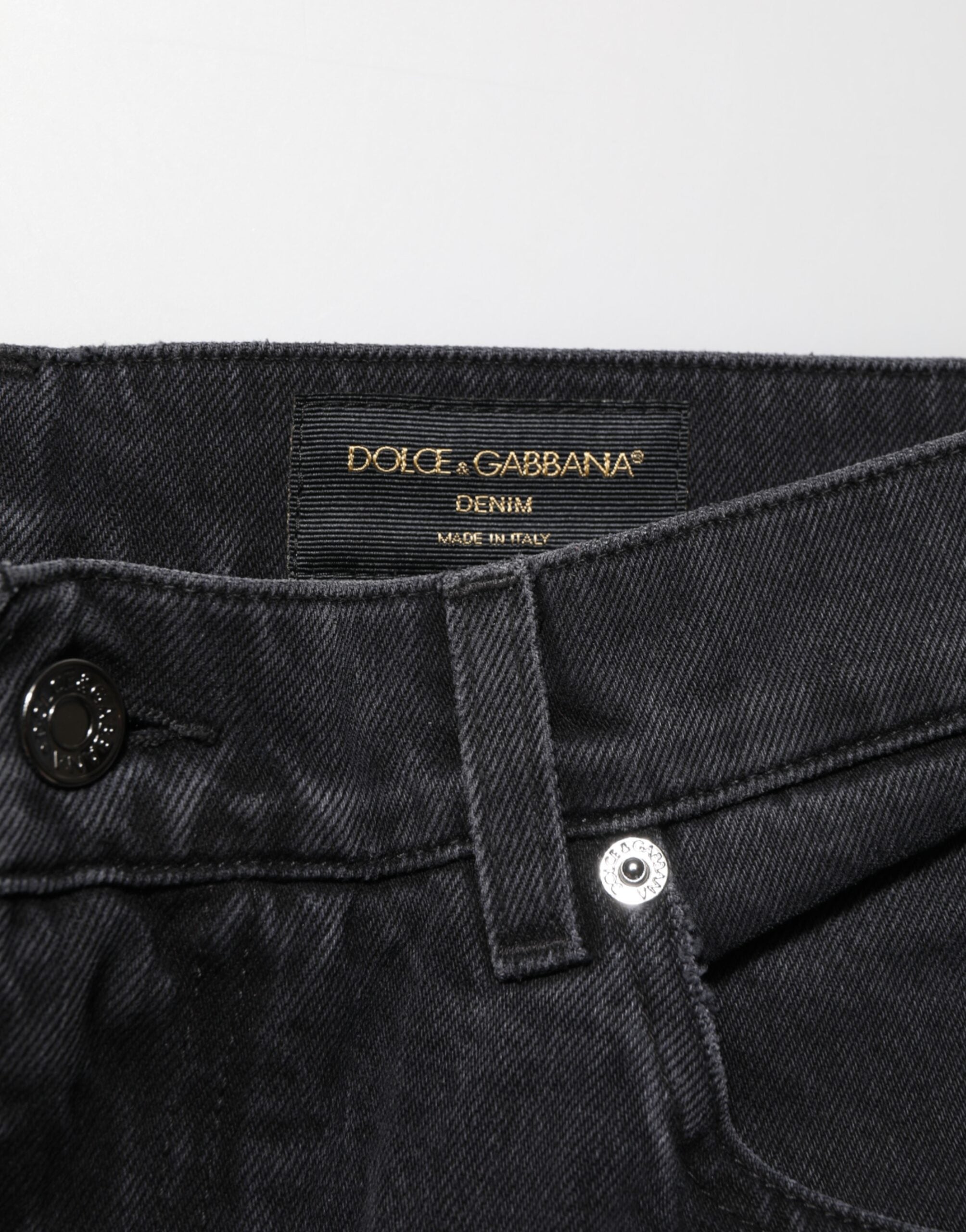 Black Cotton Logo Men Mid Waist Denim Jeans - ventzia
