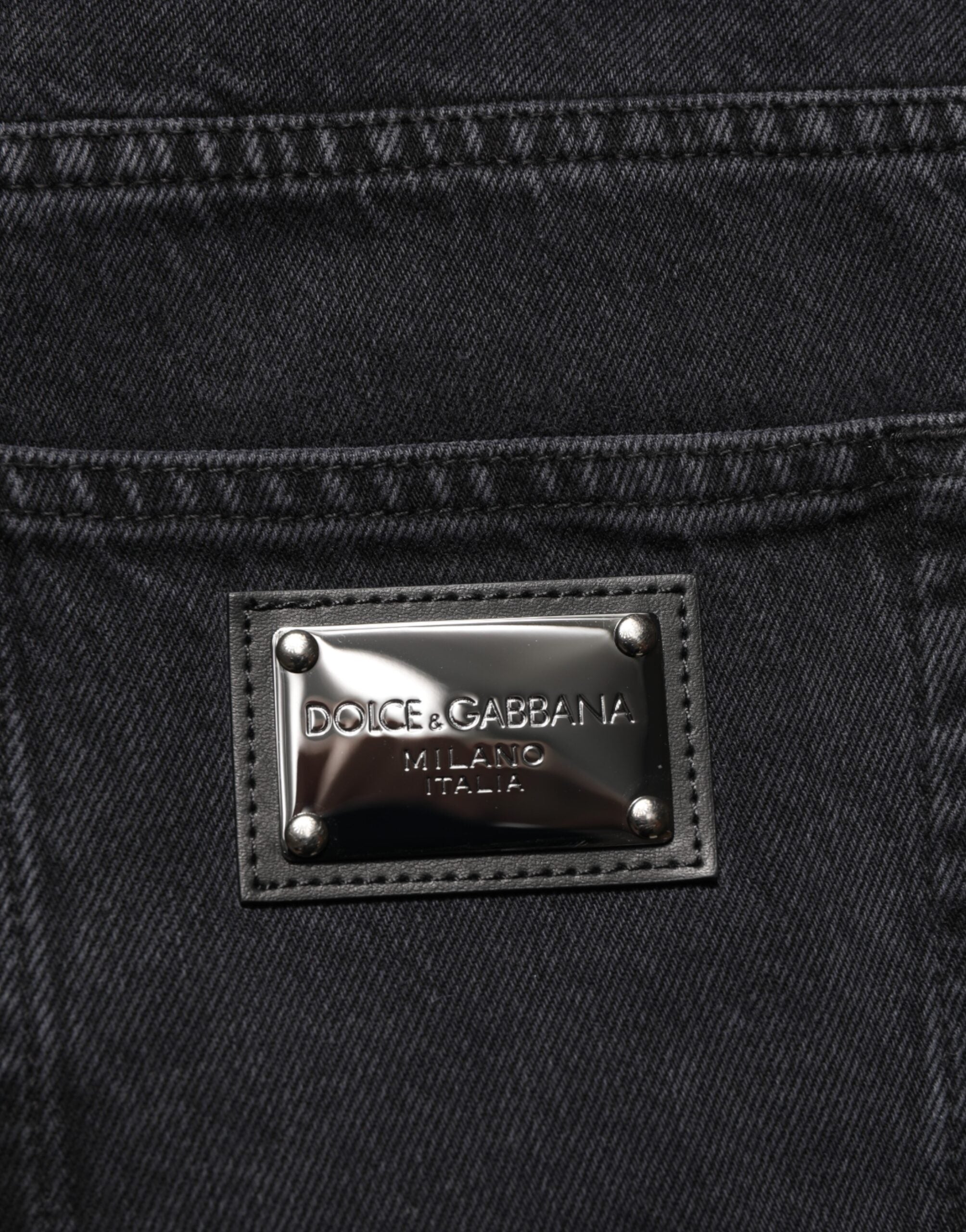 Black Cotton Logo Men Mid Waist Denim Jeans - ventzia