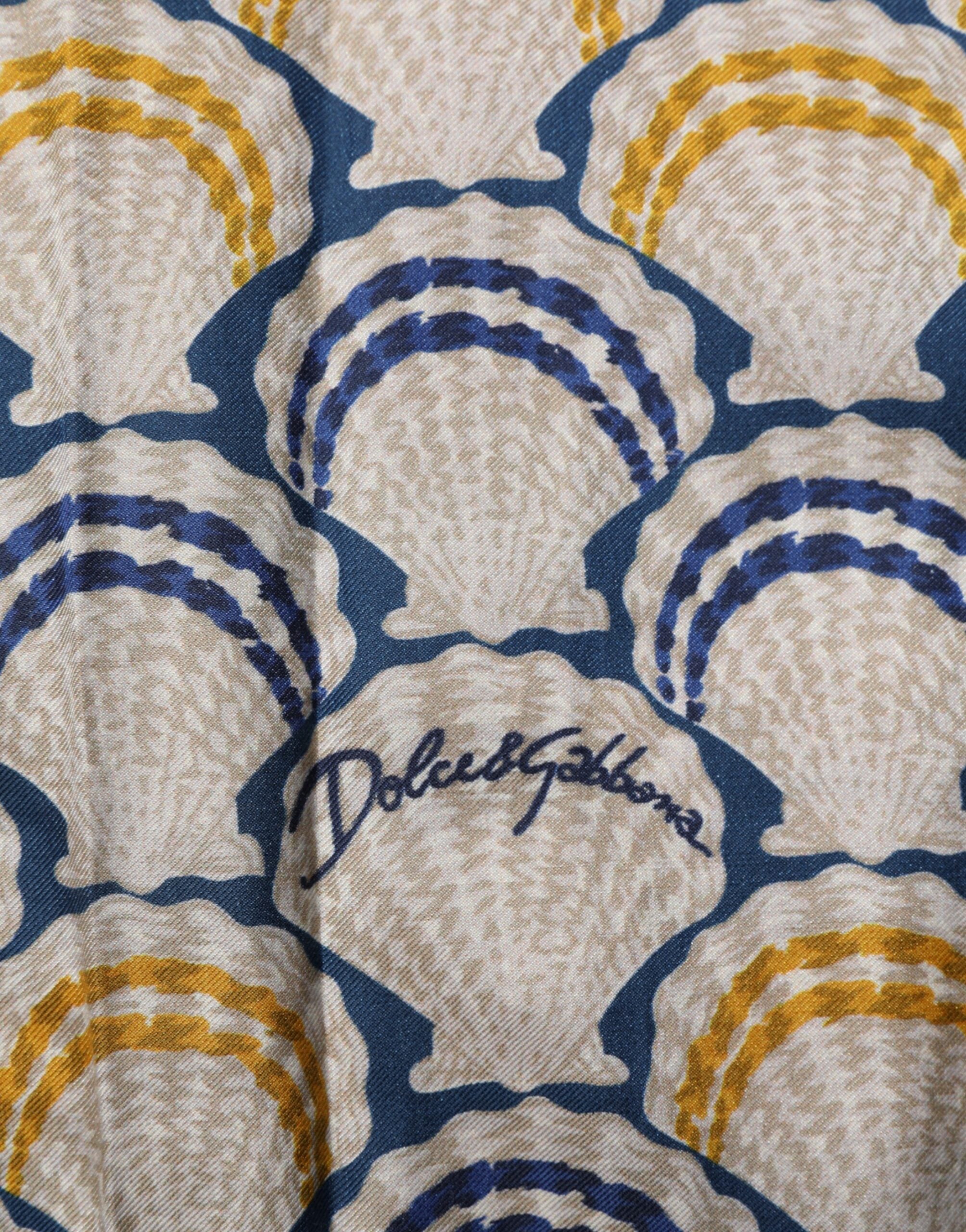 Cream Cotton Silk Hawaii Scallop Shell Print Shirt - ventzia