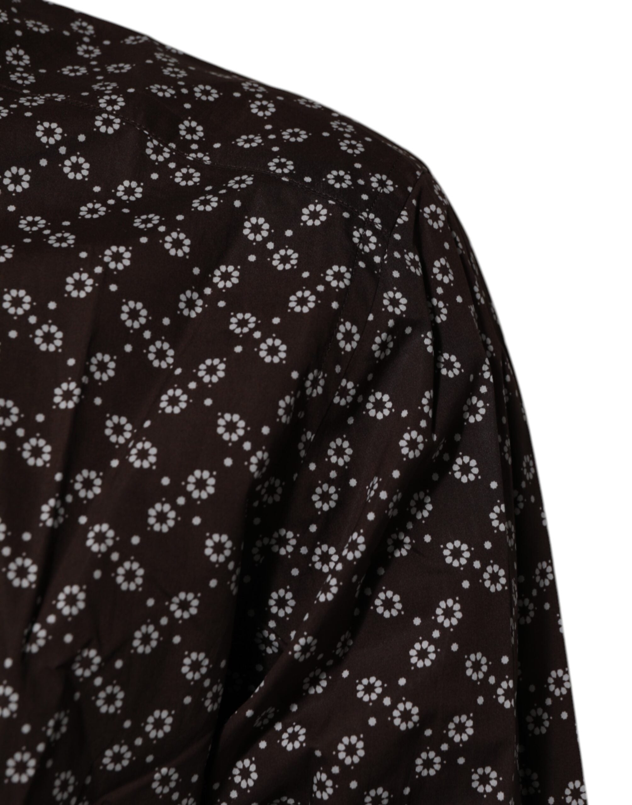 BrownFloral Collared GOLD Formal Dress Shirt - ventzia