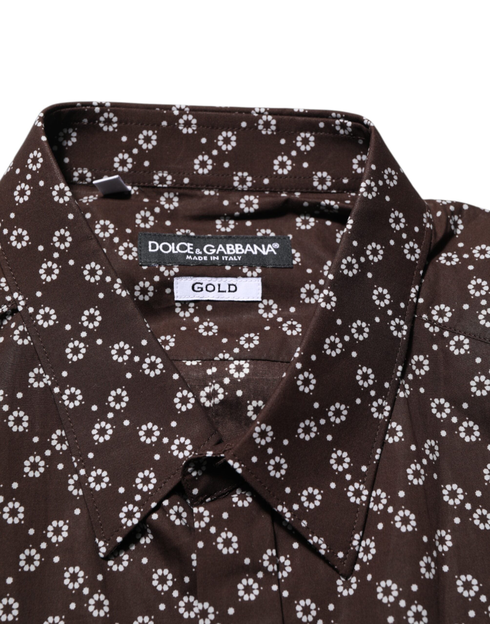 BrownFloral Collared GOLD Formal Dress Shirt - ventzia