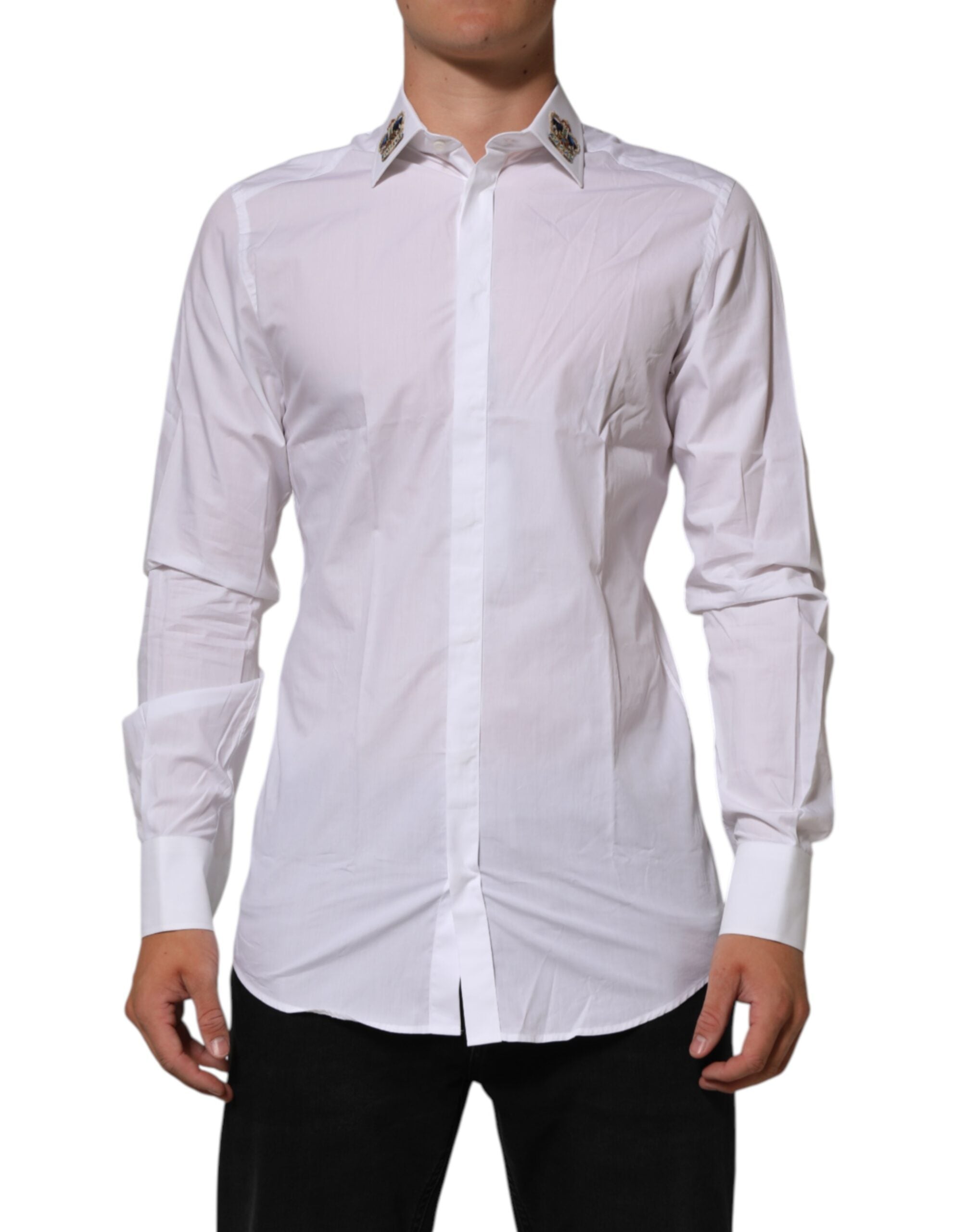 White Crown Collared GOLD Formal Dress  Shirt - ventzia