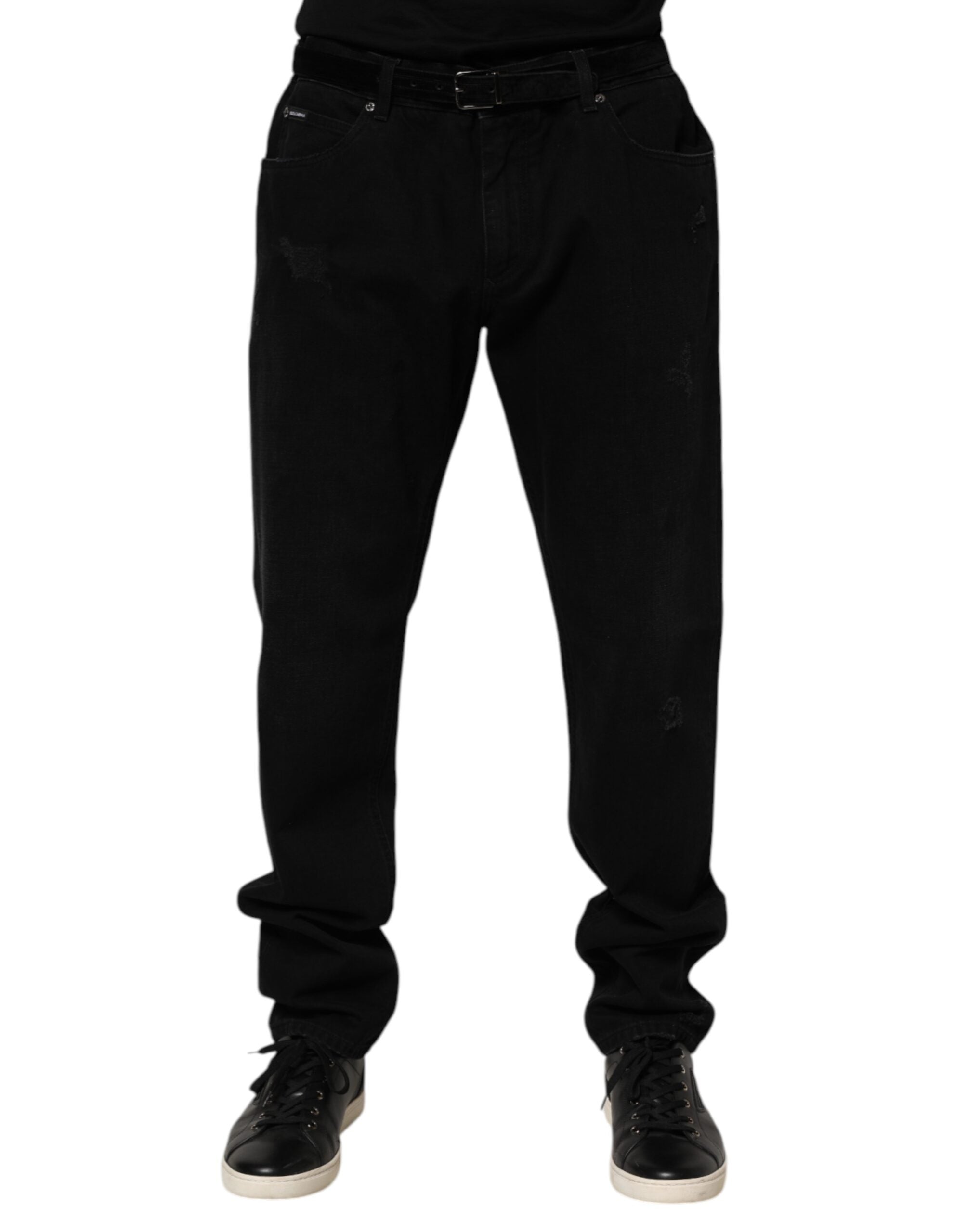 Black Cotton Regular Denim Men Trouser Jeans - ventzia