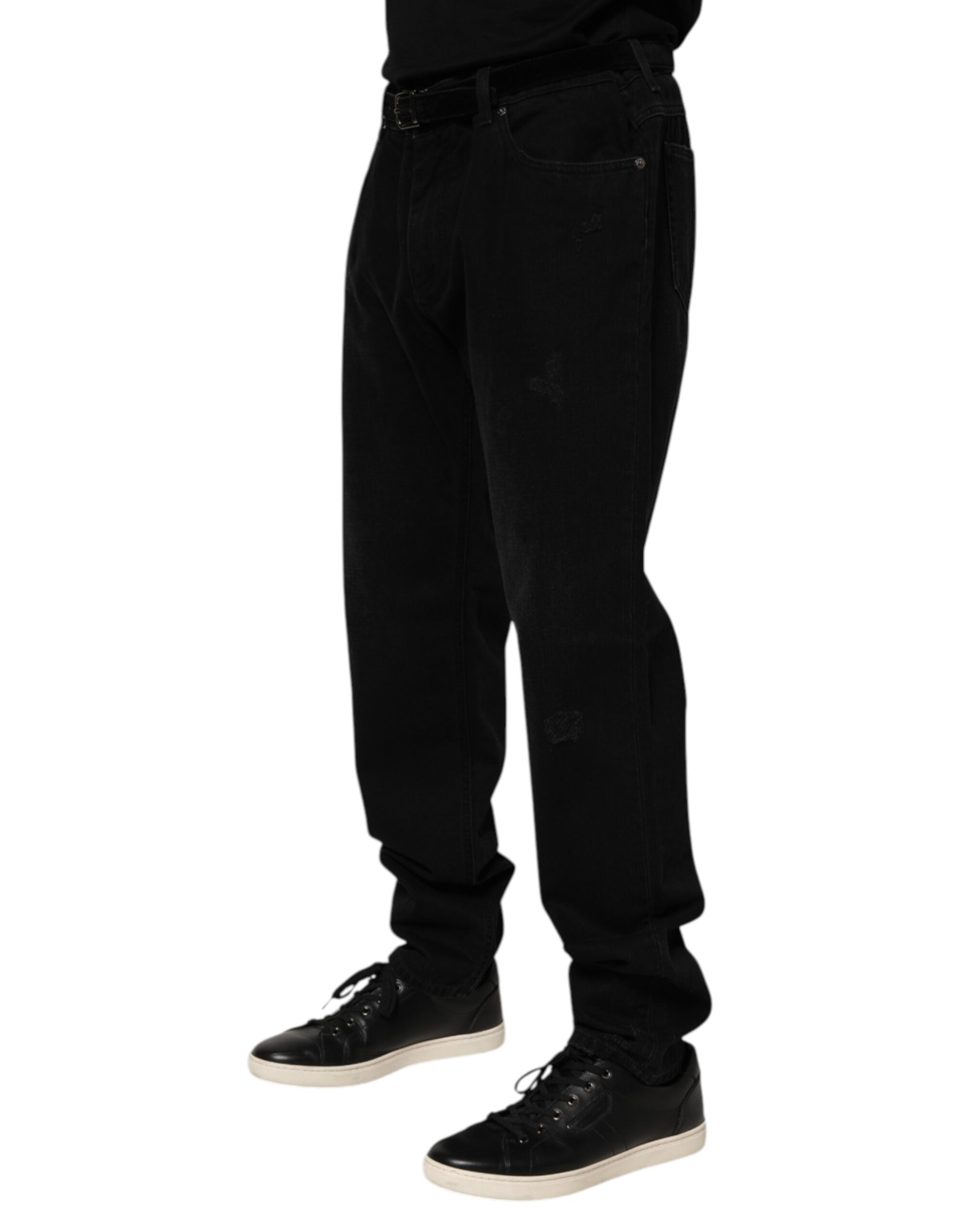 Black Cotton Regular Denim Men Trouser Jeans - ventzia