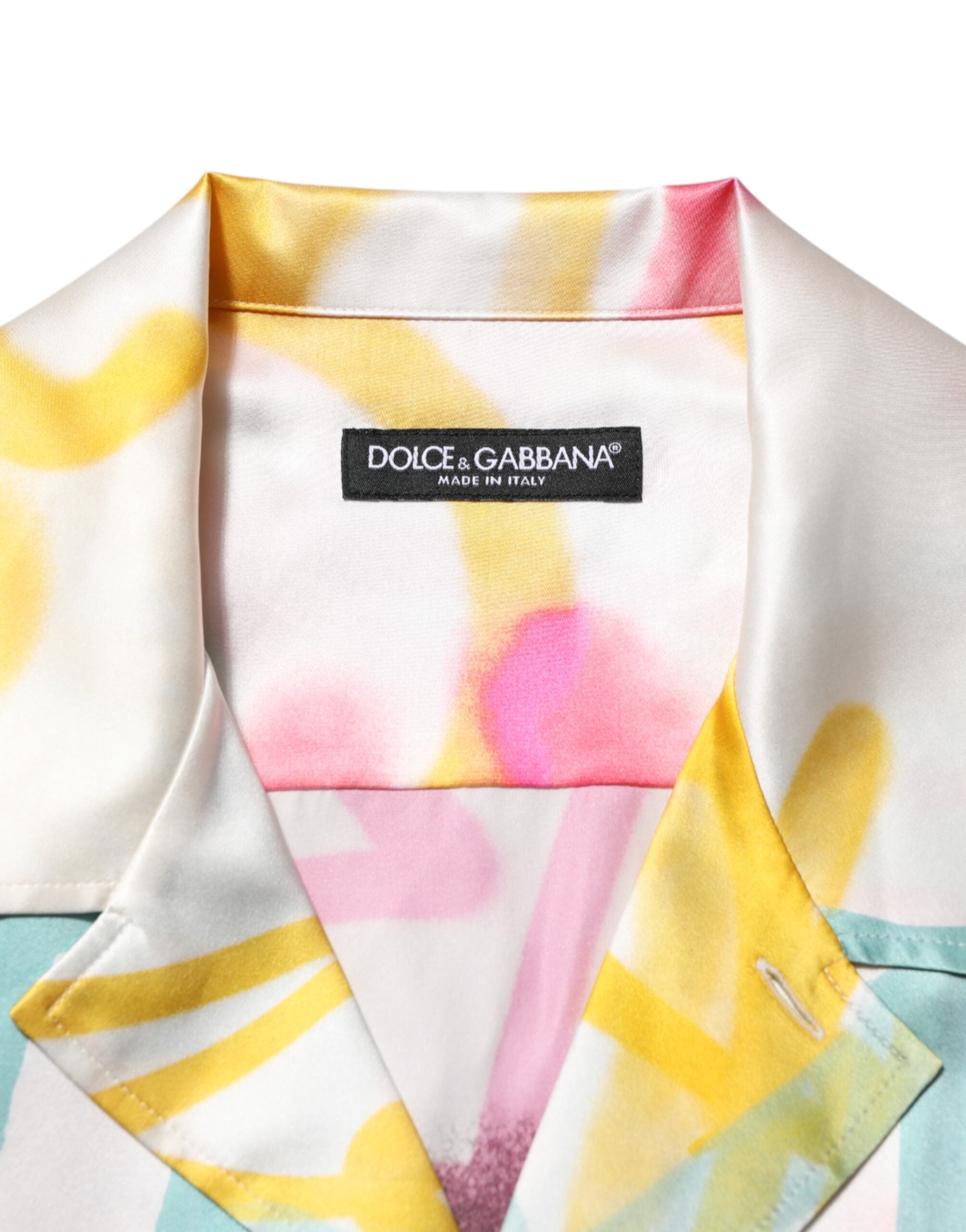 White Silk Hawaiian Graffiti Print Men Casual Shirt - ventzia