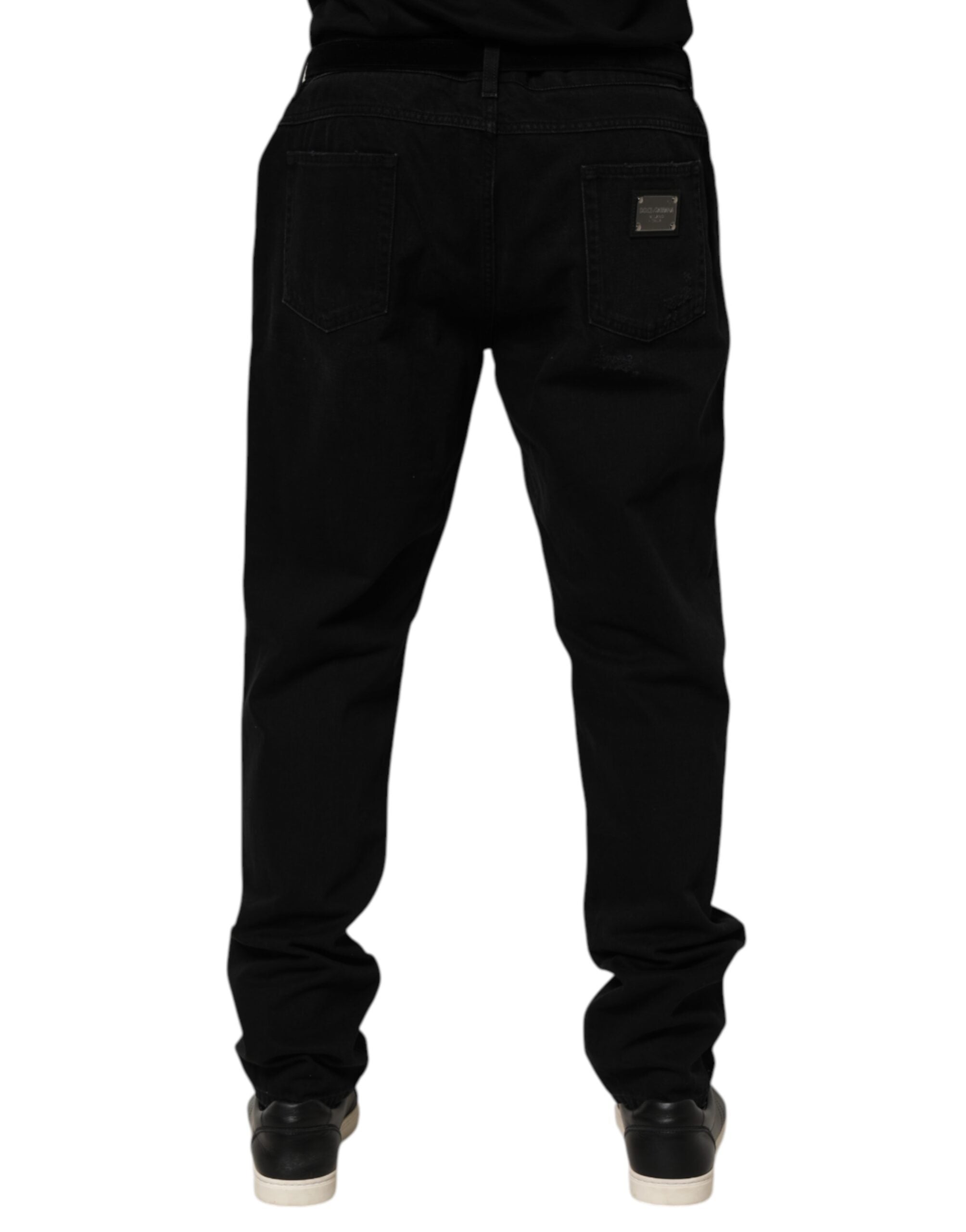 Black Cotton Regular Denim Men Trouser Jeans - ventzia