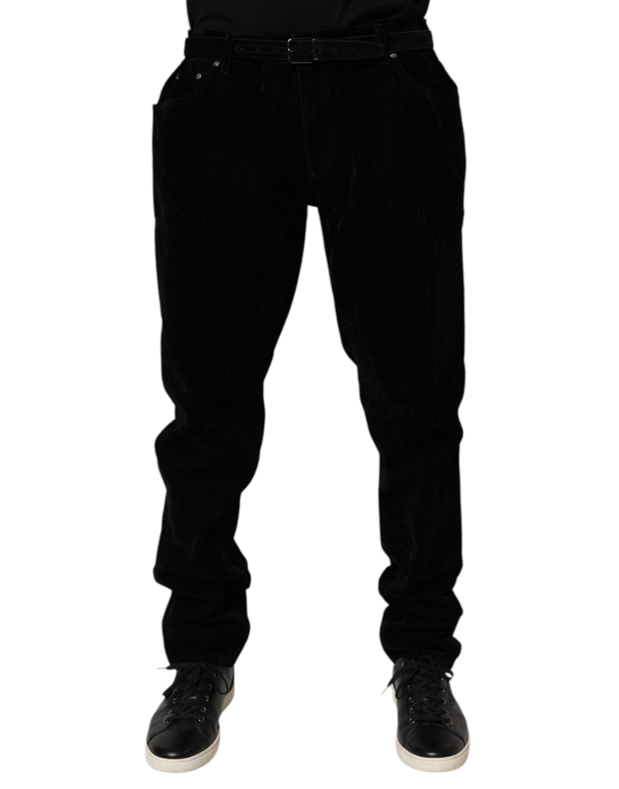 Black Cotton Slim Fit Denim Trouser Jeans - ventzia