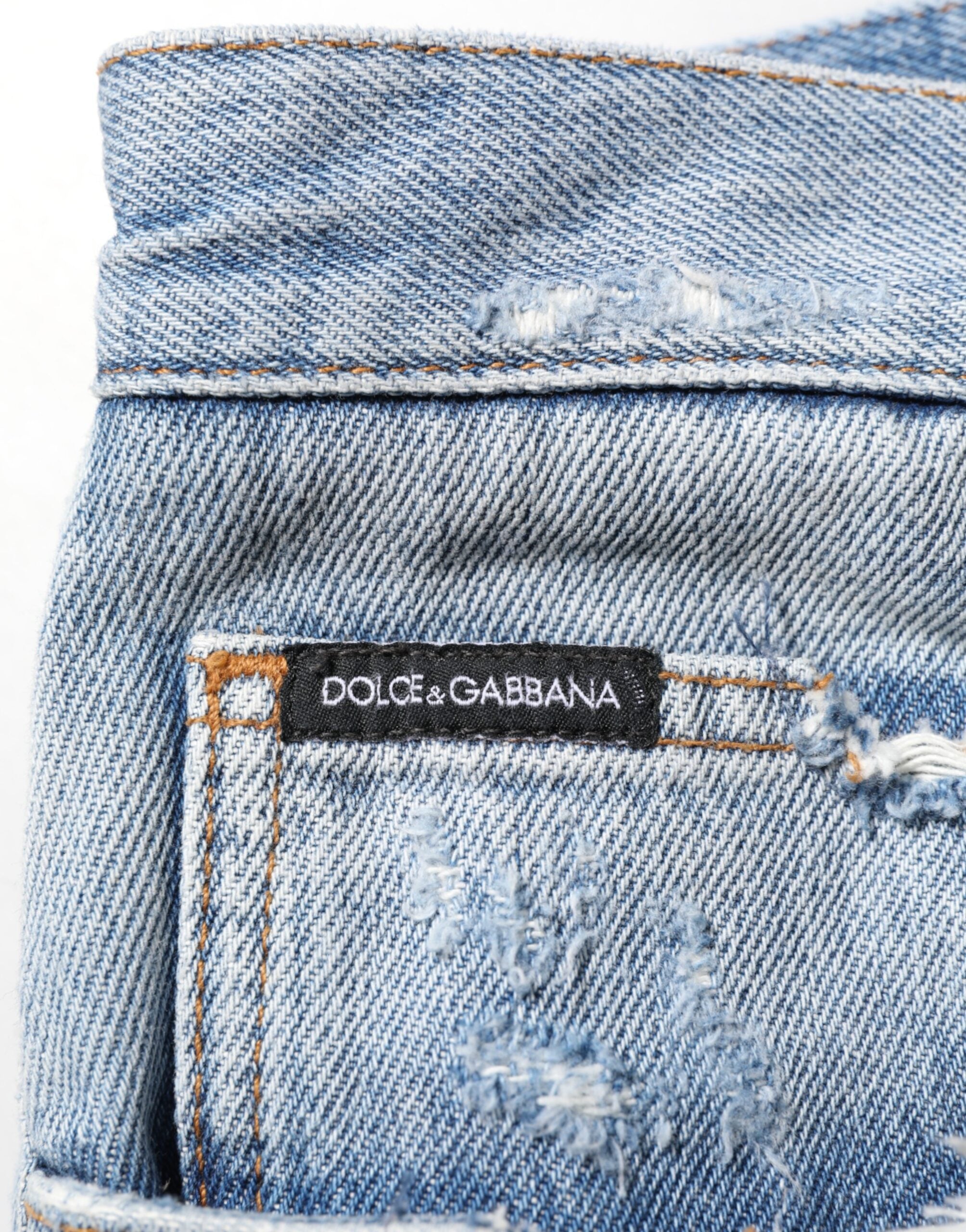 Blue Distressed Ripped Denim Trouser Jeans - ventzia