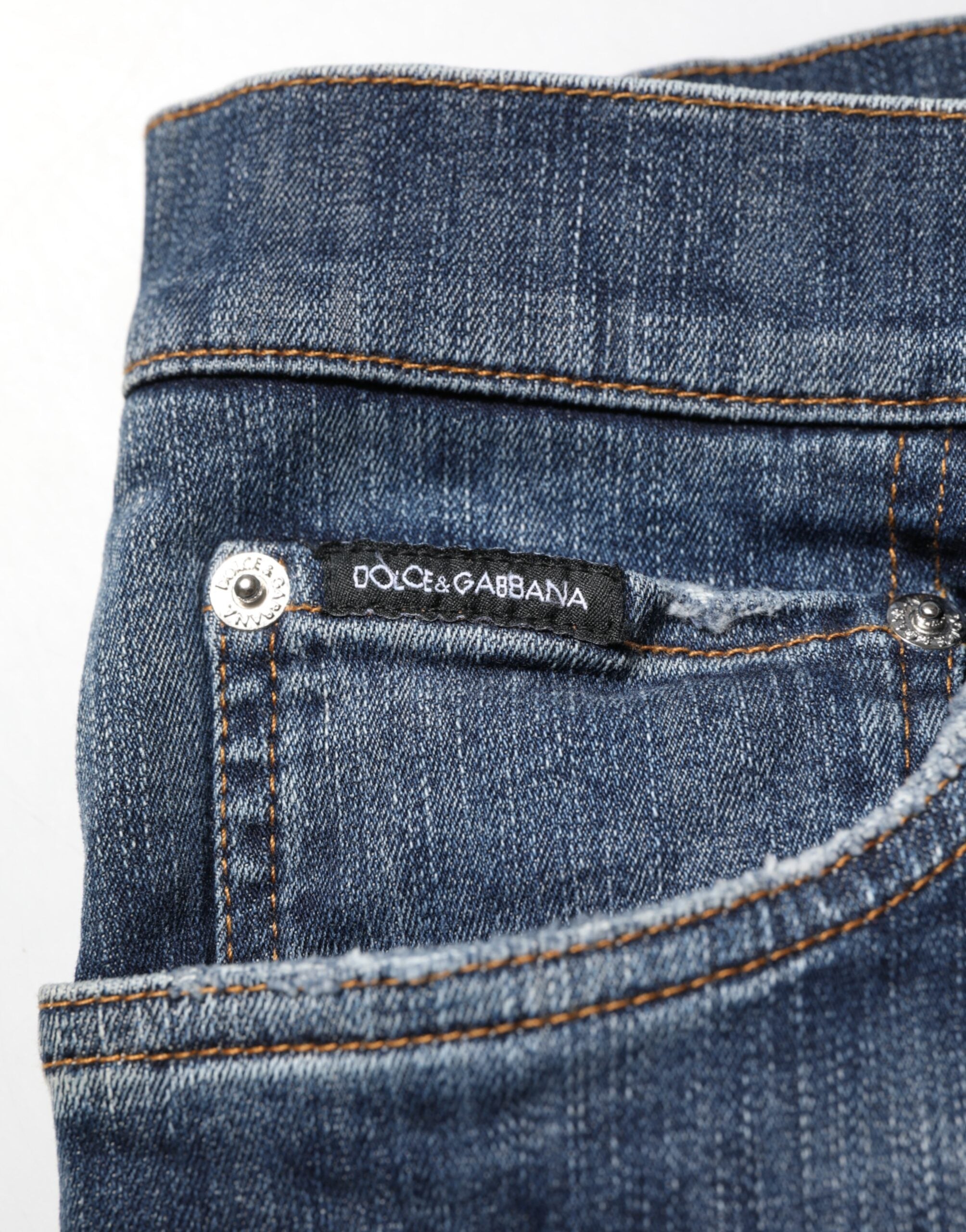 Dark Blue Washed Running Ripped Denim Jeans - ventzia
