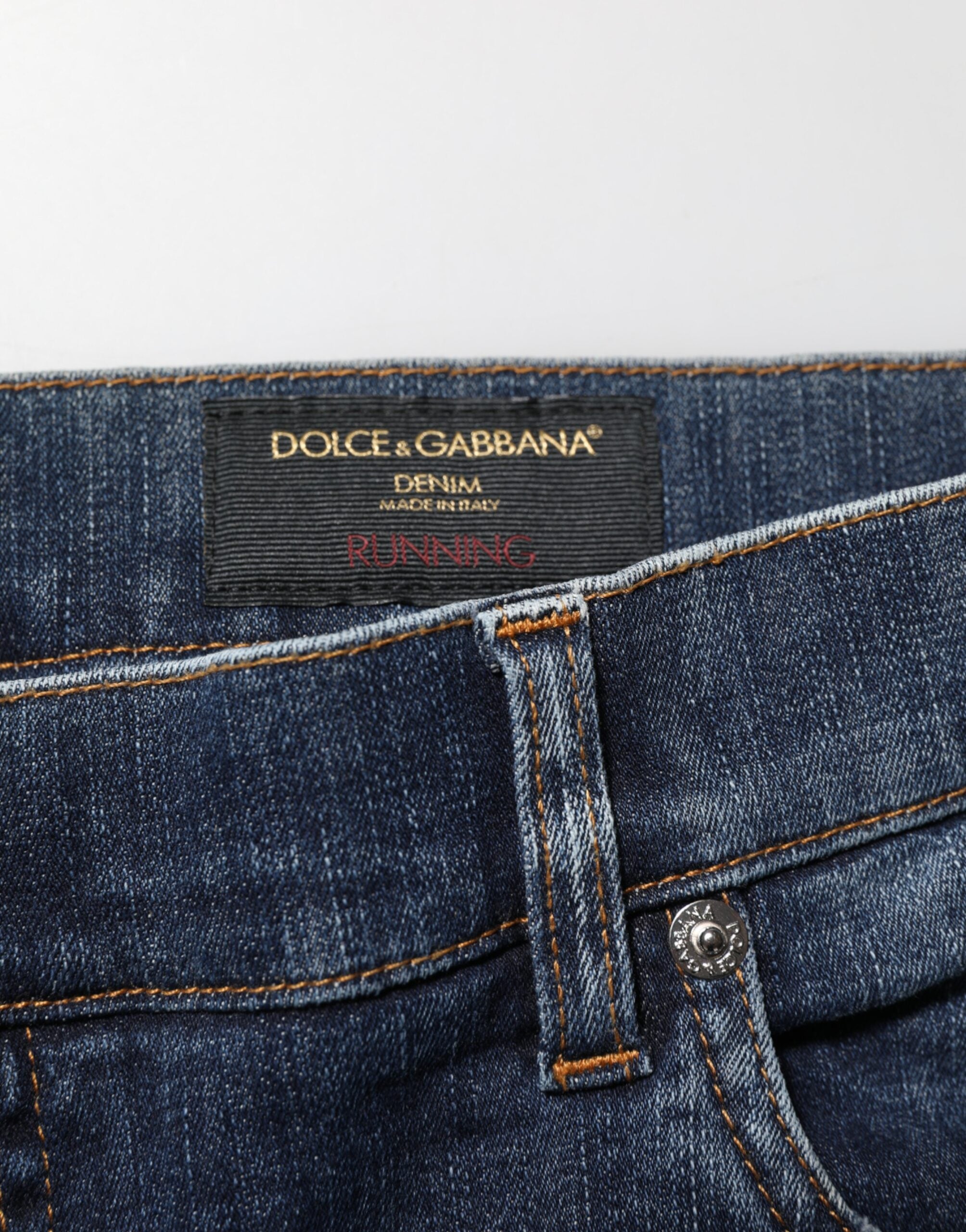 Dark Blue Washed Running Ripped Denim Jeans - ventzia