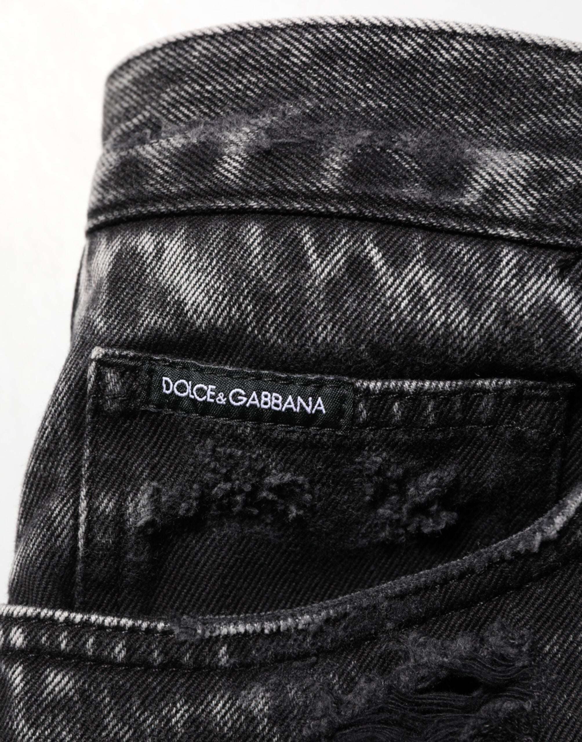 Black Washed Ripped Loose Cotton Denim Jeans - ventzia