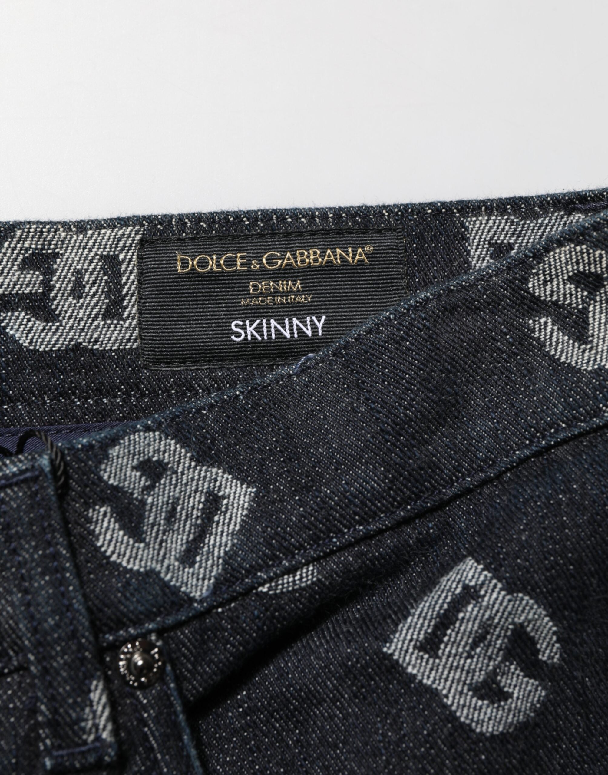 Black DG Monogram Cotton Skinny Denim Jeans - ventzia