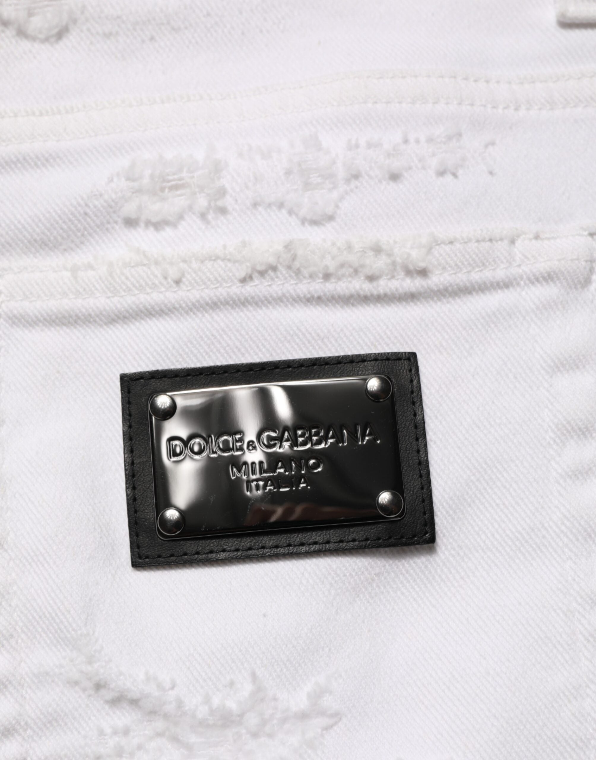 White Distressed Ripped Denim Trouser Jeans - ventzia