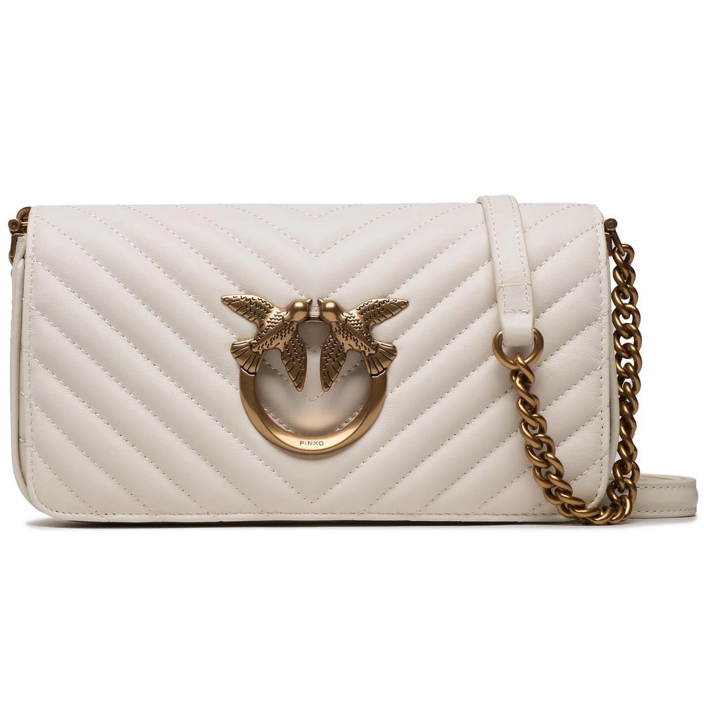 White Calfskin Crossbody Bag - ventzia