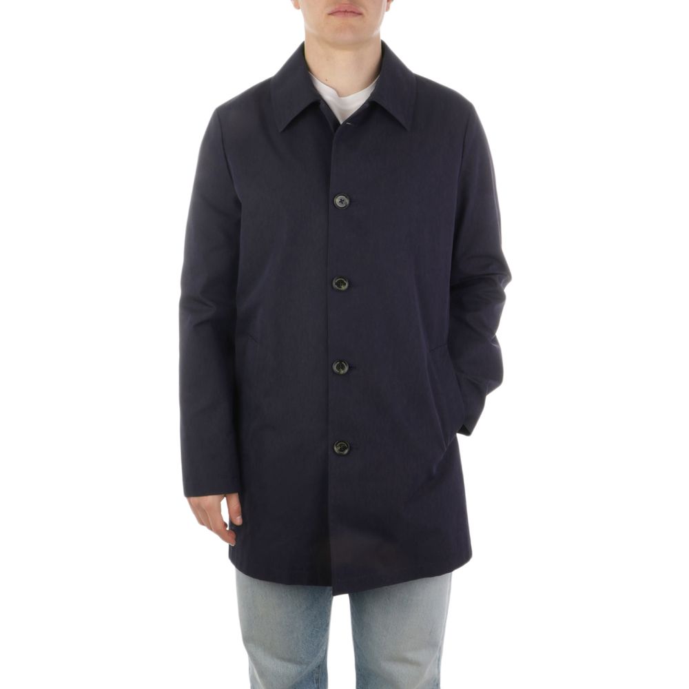 Blue Cotton Men's Jacket - ventzia