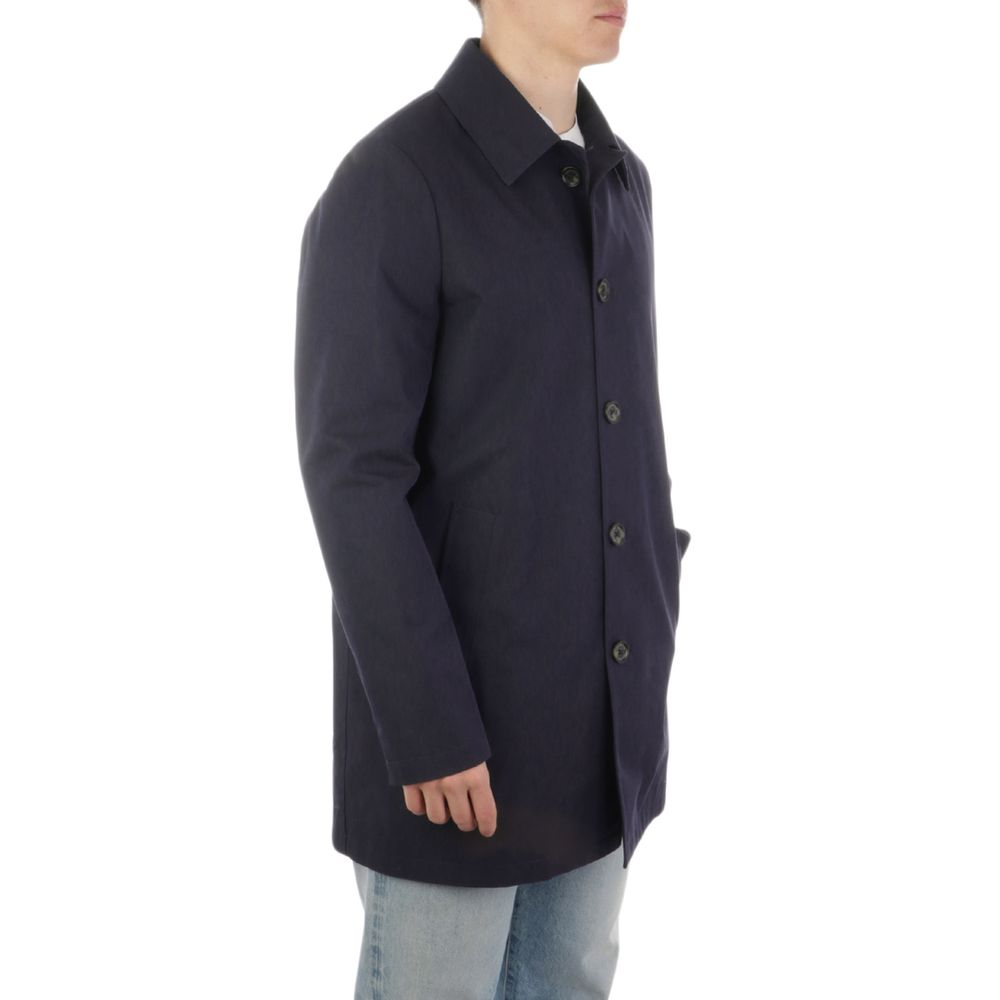 Blue Cotton Men's Jacket - ventzia