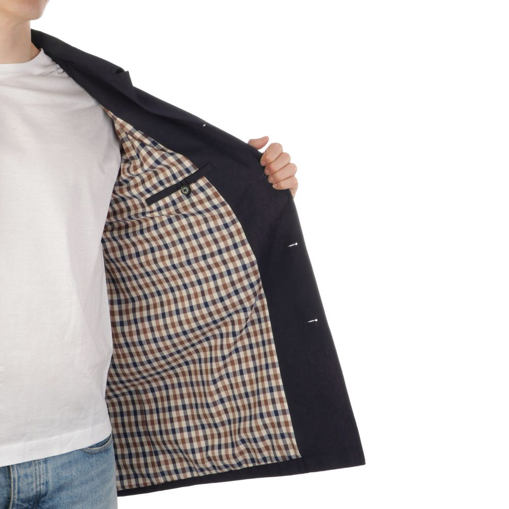 Blue Cotton Men's Jacket - ventzia