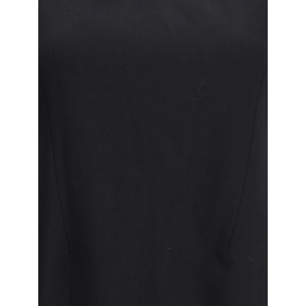 Black Wool Casual Dress - ventzia