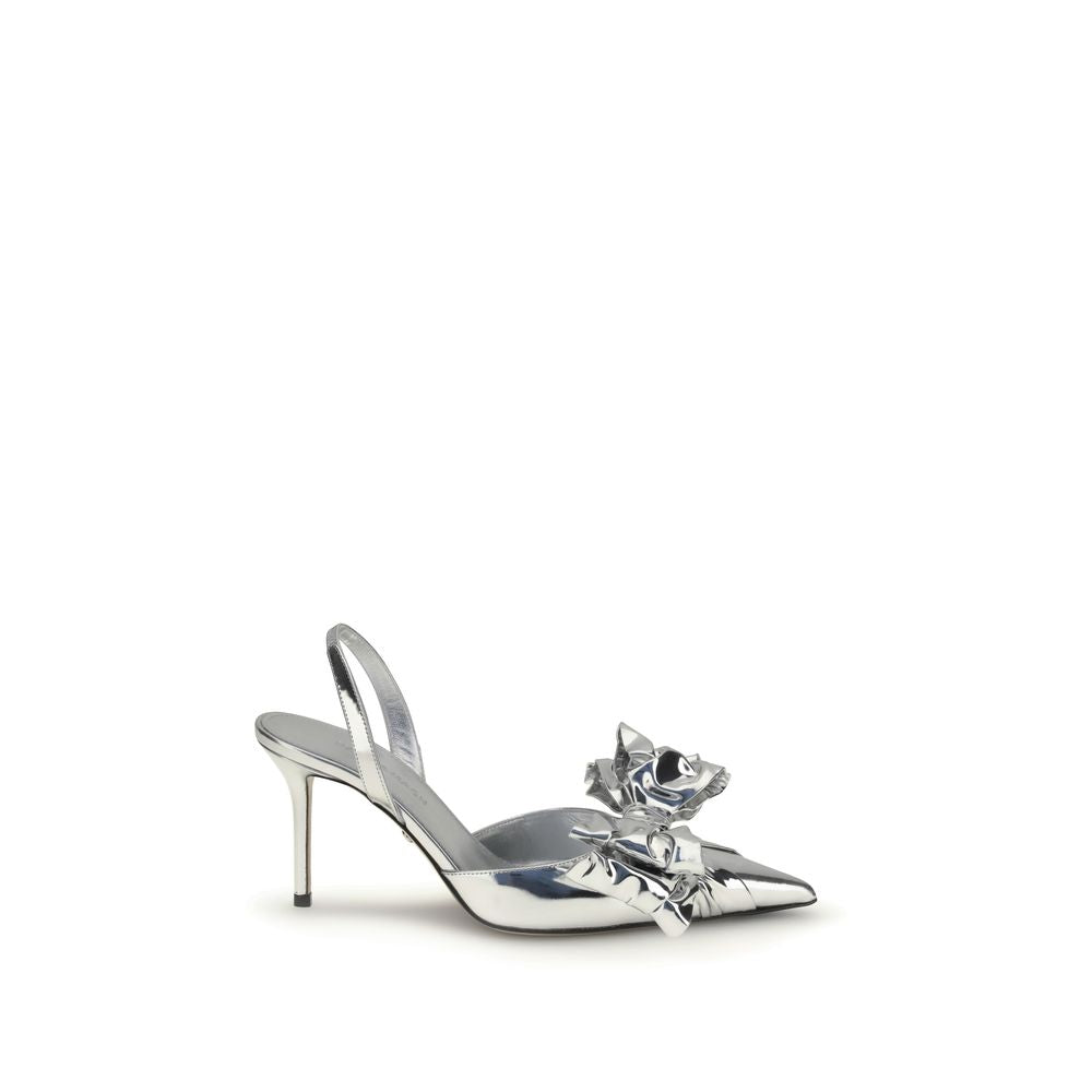 Silver Leather High Heel Pumps - ventzia