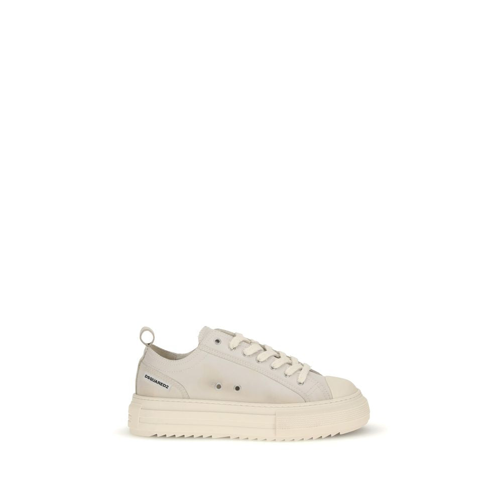 Cream Leather Platform Sneakers - ventzia