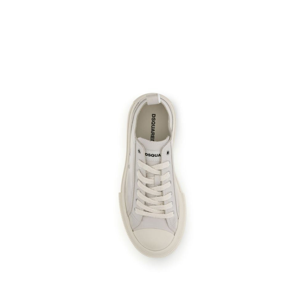 Cream Leather Platform Sneakers - ventzia
