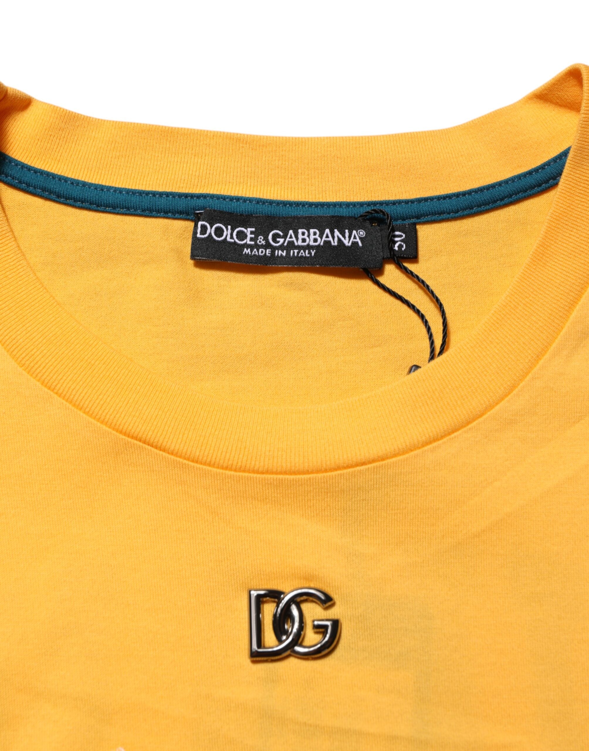 Yellow Secret Graden Floral Cotton CrewNeck T-shirt - ventzia